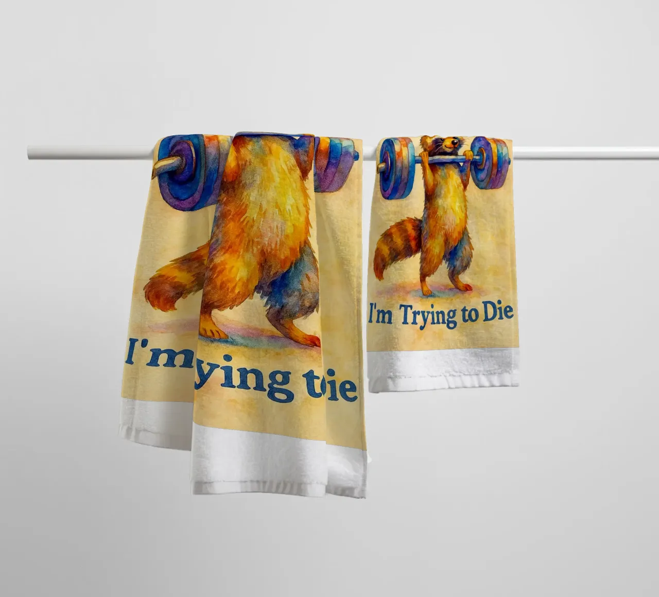 Funny Raccoon Don't Spot Me I'm Trying to Die towel by onerules