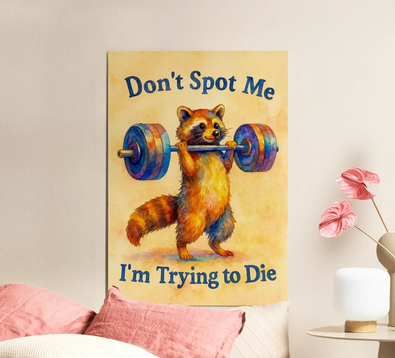 Funny Raccoon Don't Spot Me I'm Trying to Die Poster mit Aluminium Rahmen von onerules