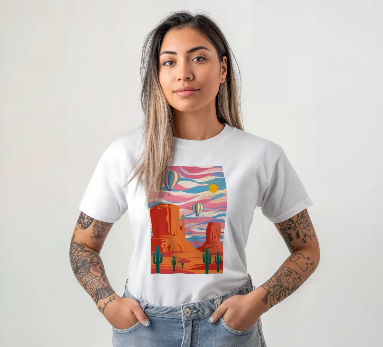 Puesta de sol en el desierto Mirage camiseta de Pale Aura