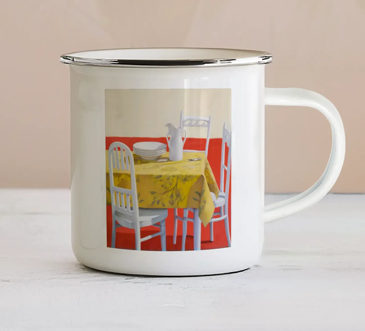 Tavola gialla tazza in smalto da Pale Aura