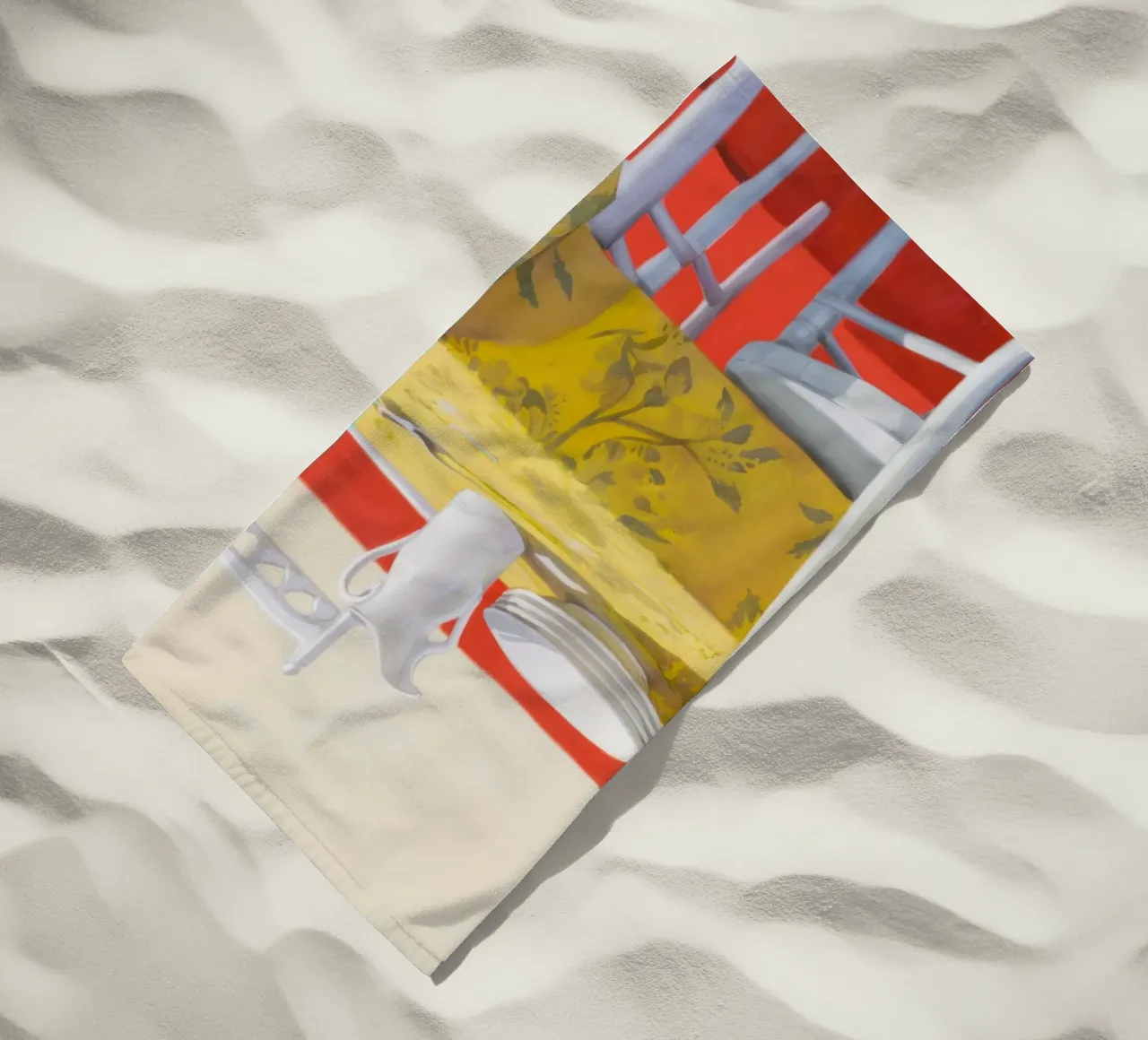Yellow Table Setting beach towel by Pale Aura