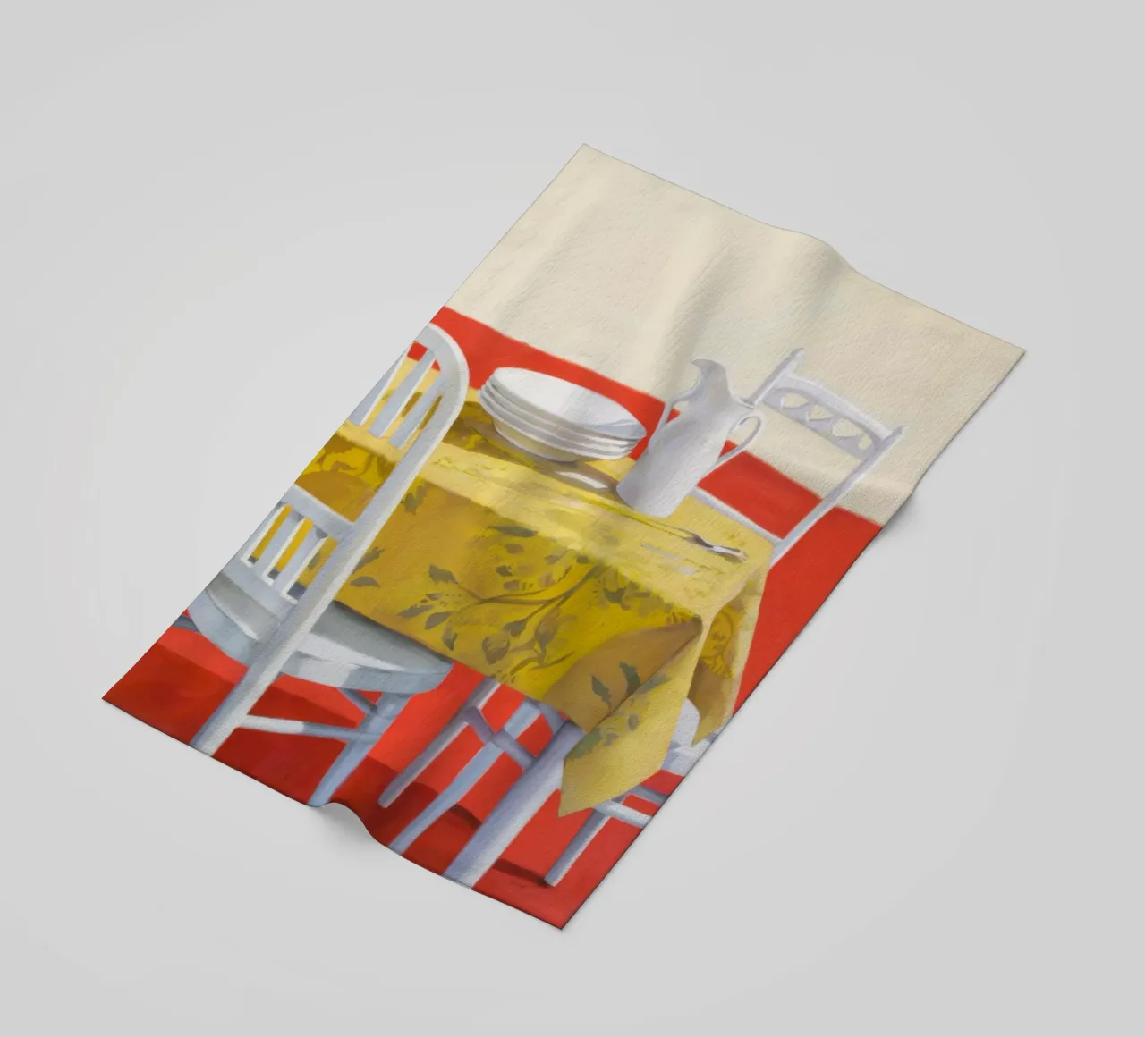 Yellow Table Setting beach towel by Pale Aura