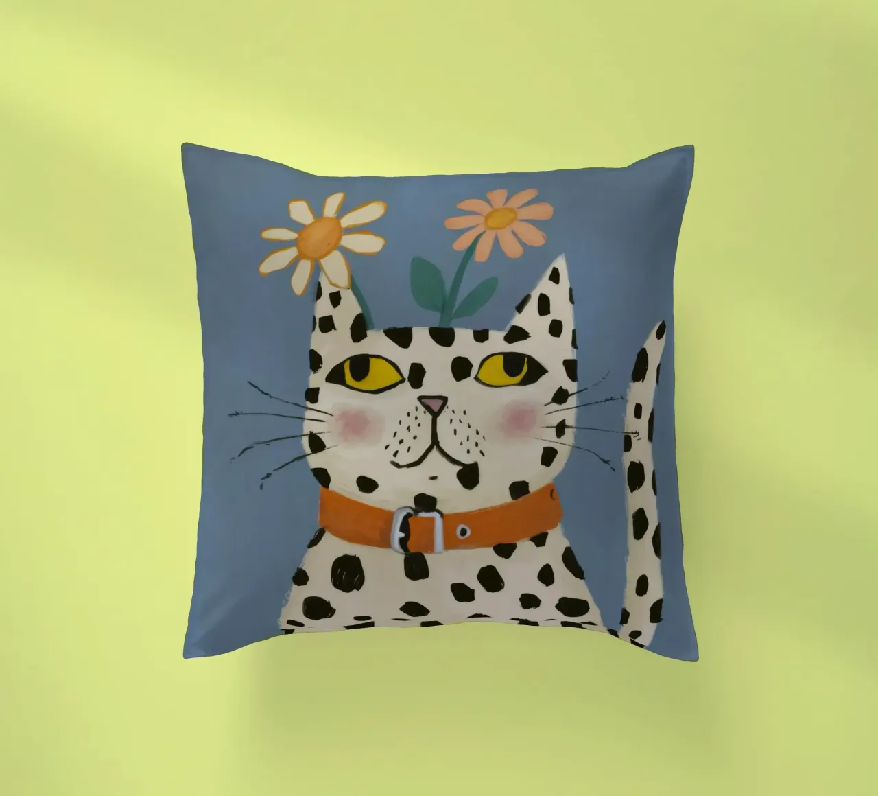 Dalmatian Cat Portrait decorative cushion by Pale Aura