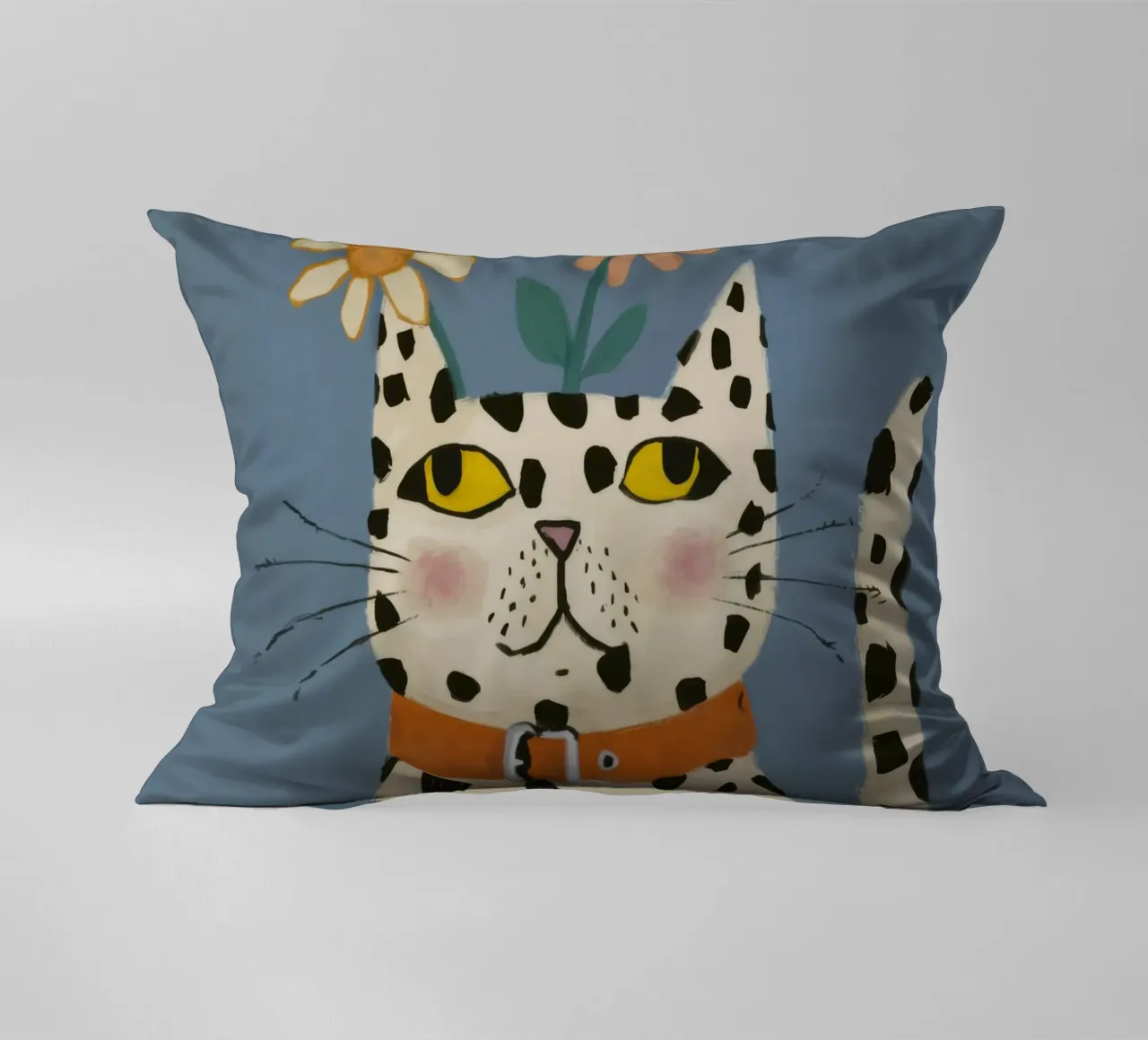 Dalmatian Cat Portrait decorative cushion by Pale Aura