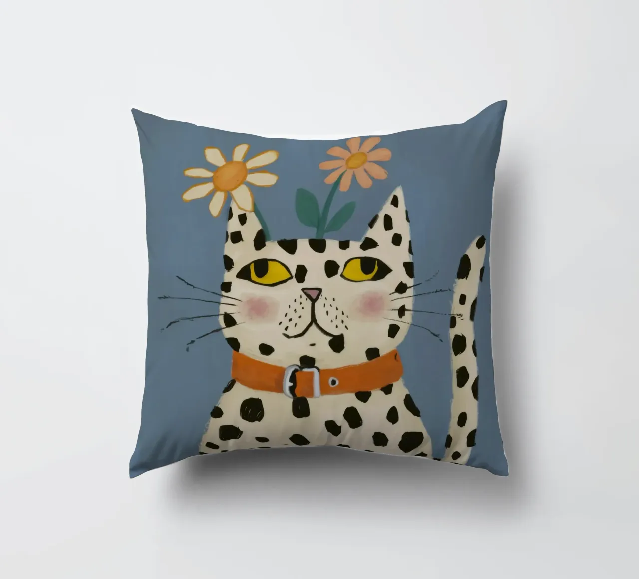 Dalmatian Cat Portrait decorative cushion by Pale Aura