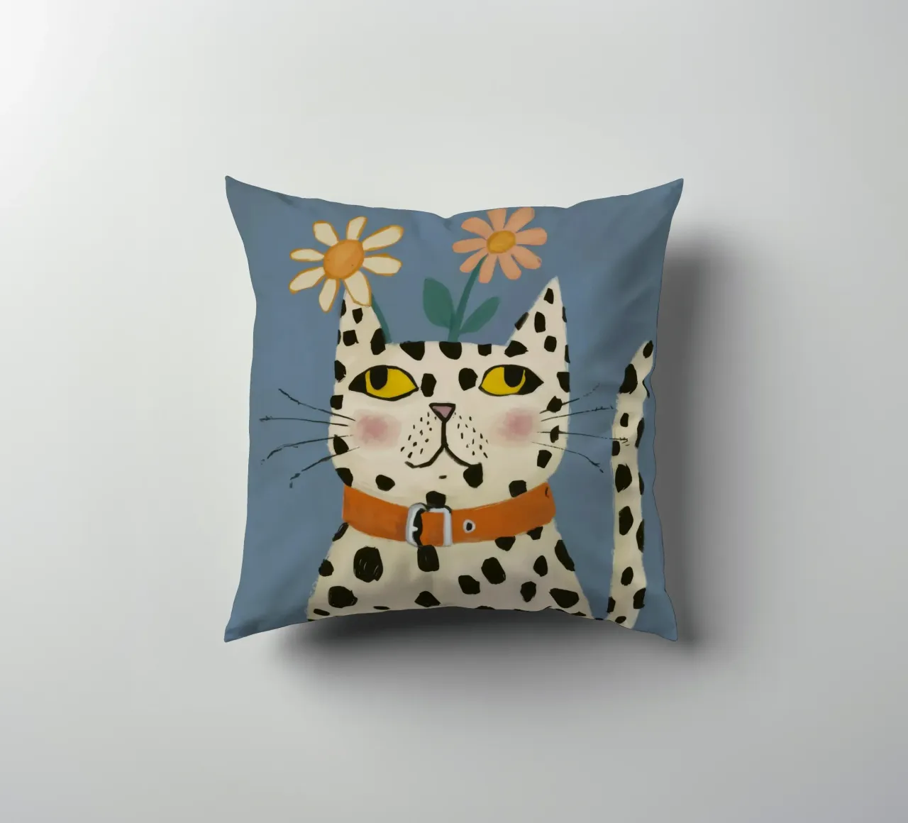 Dalmatian Cat Portrait decorative cushion by Pale Aura