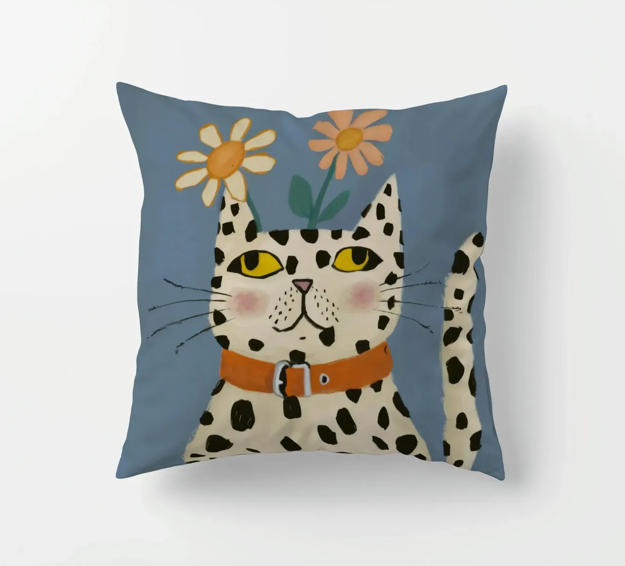 Dalmatian Cat Portrait decorative cushion by Pale Aura