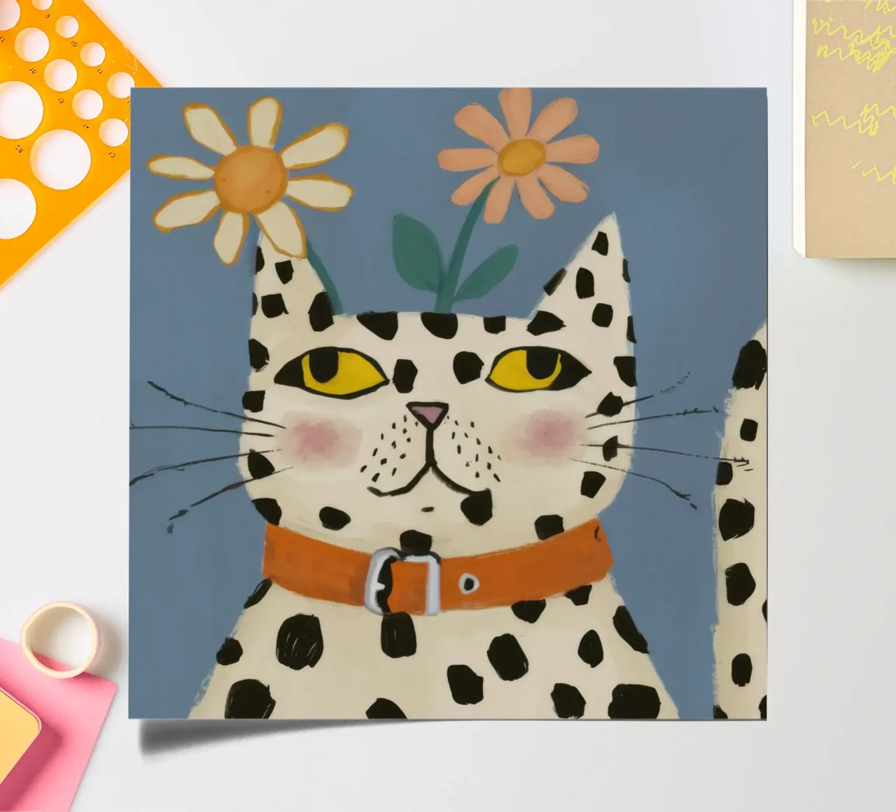 Dalmatian Cat Portrait sticker sheet by Pale Aura