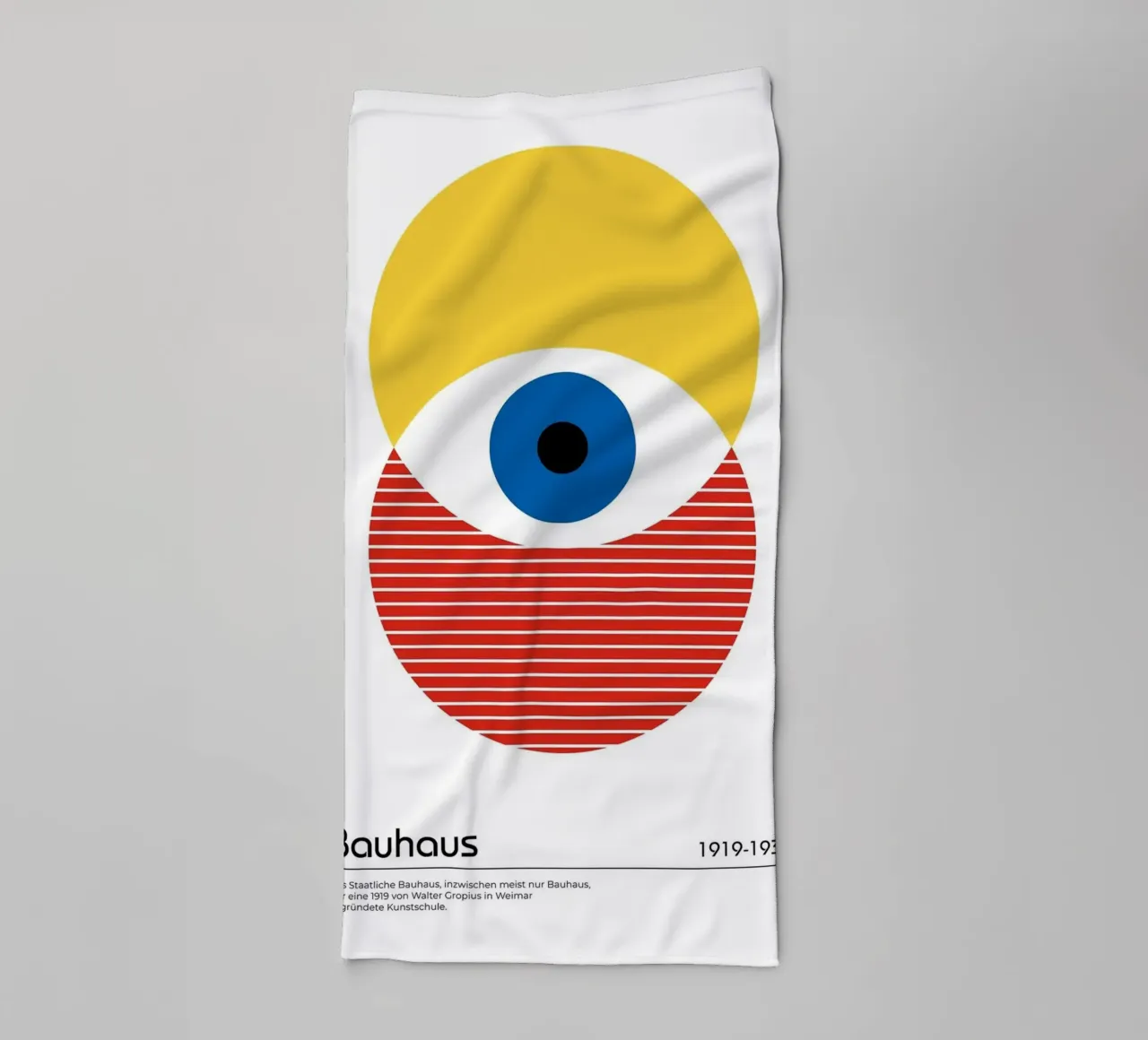 cercle oculaire jaune bleu rouge rayures demi-cercle serviette de bain de Amber Hughes