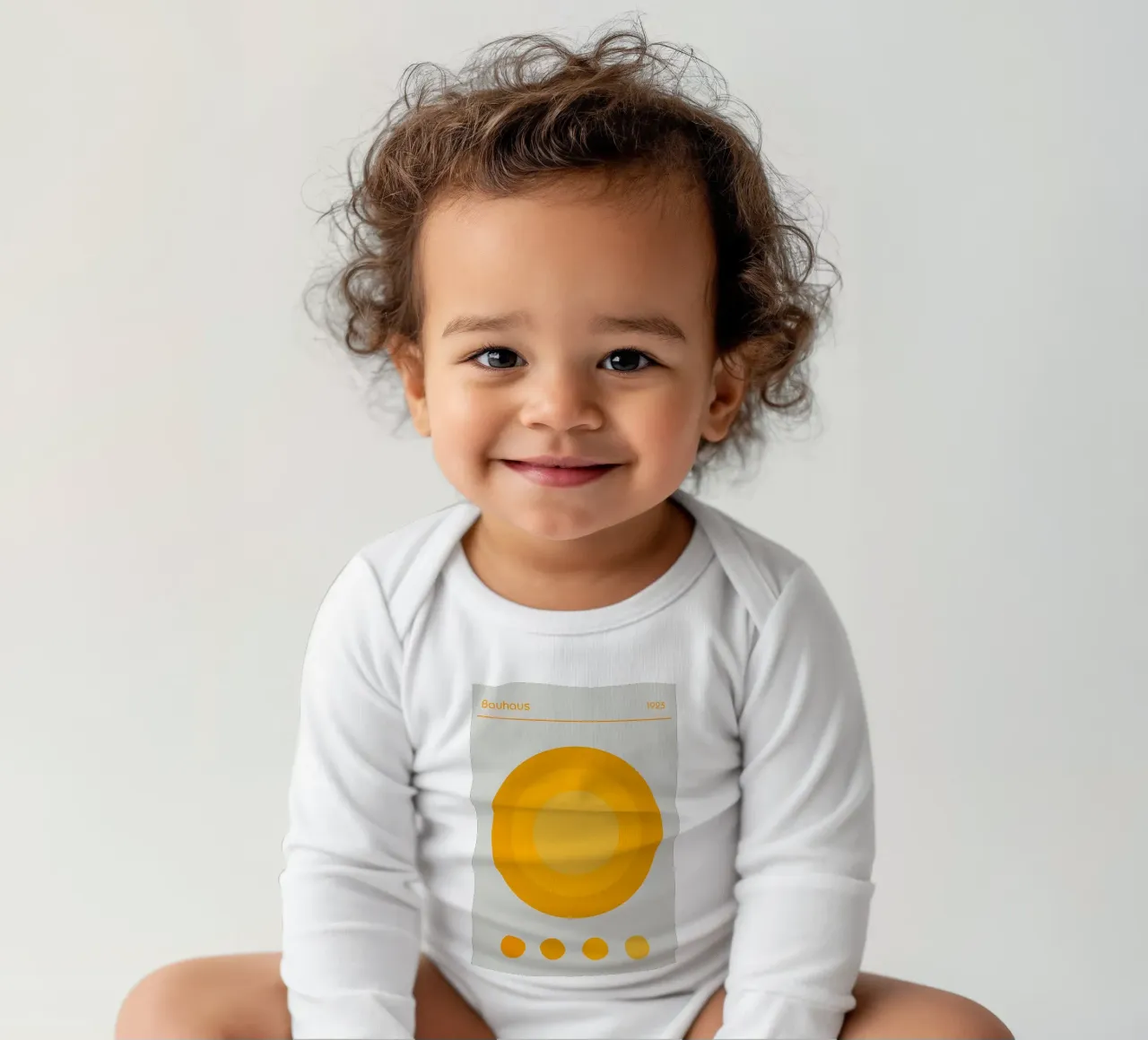 circle color yellow historical reference 1923 geometric form long-sleeve baby romper by Amber Hughes