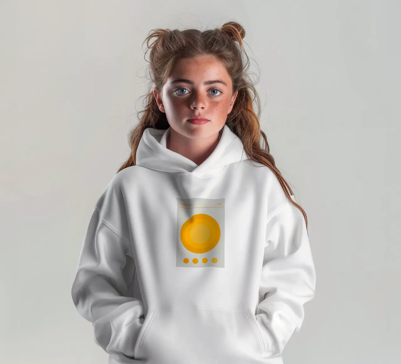 circle color yellow historical reference 1923 geometric form kids hoodie by Amber Hughes