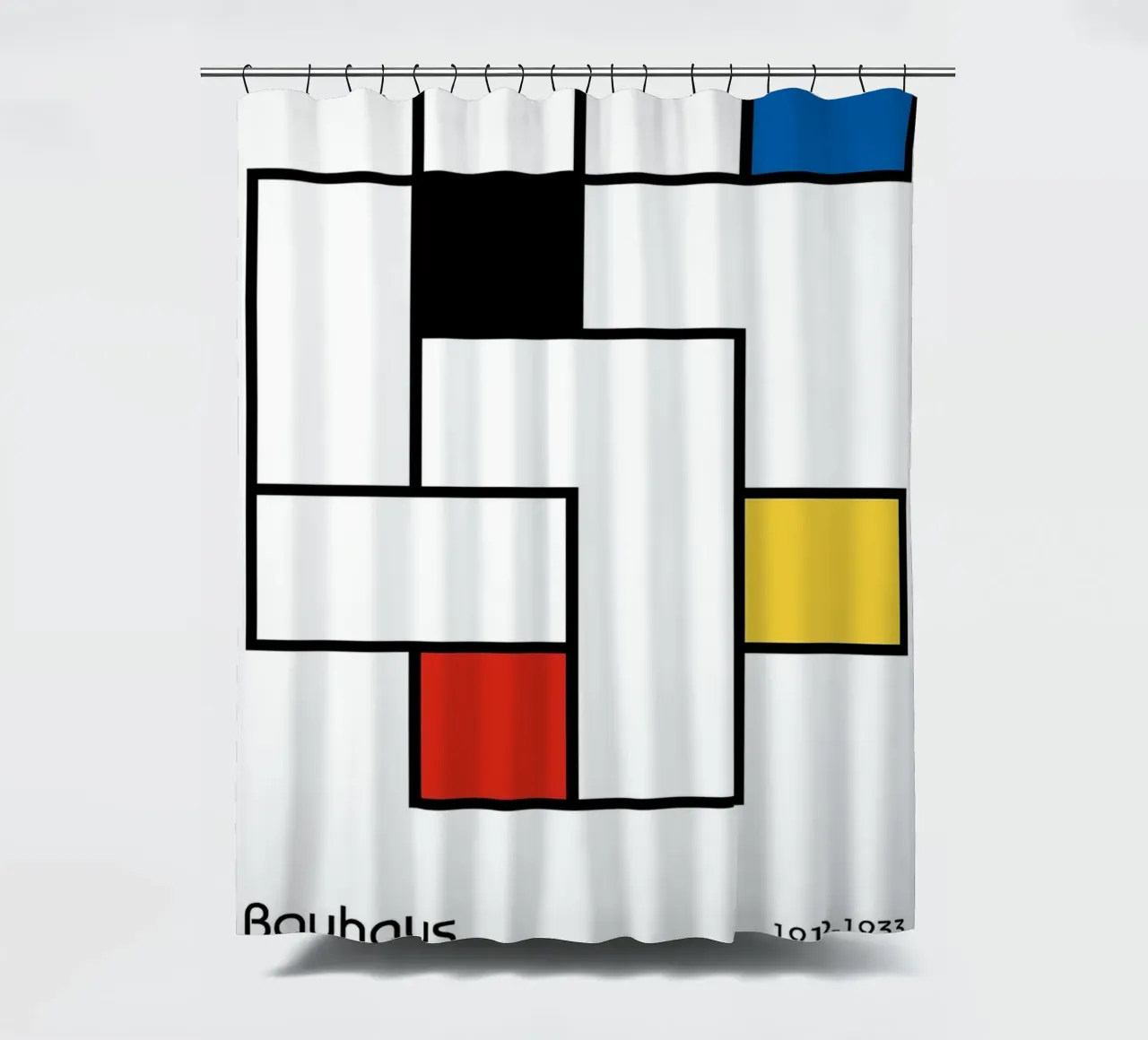 forme geometriche rettangoli linee nere sfondo bianco tenda da doccia da Amber Hughes