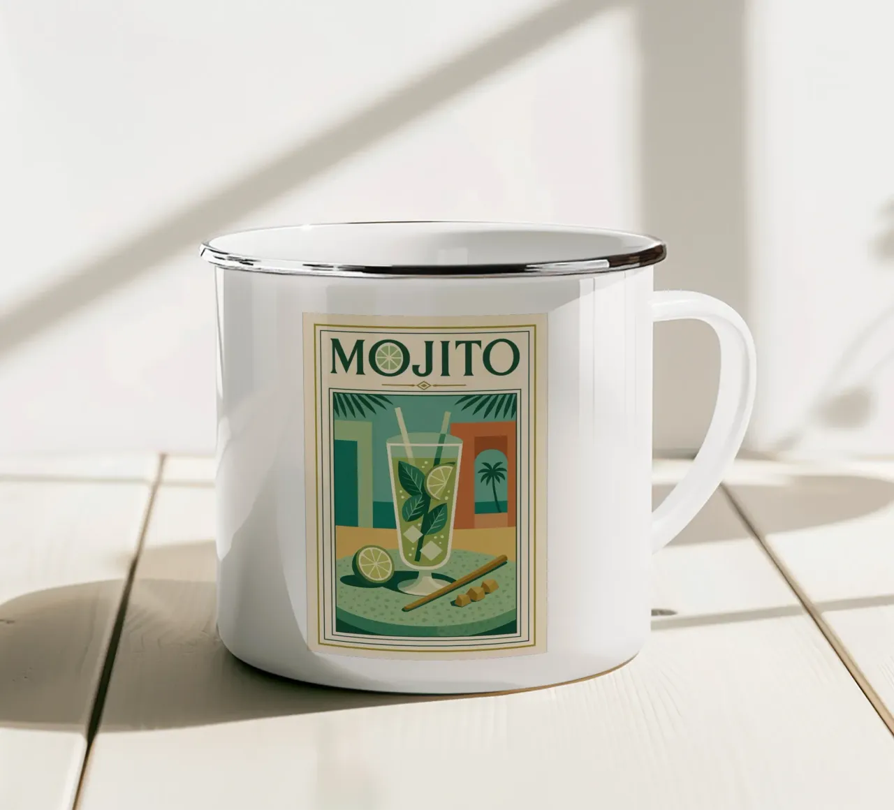 Mojito - Il poster che profuma di menta fresca tazza in smalto da Boissons - Affiches & posters - Retro