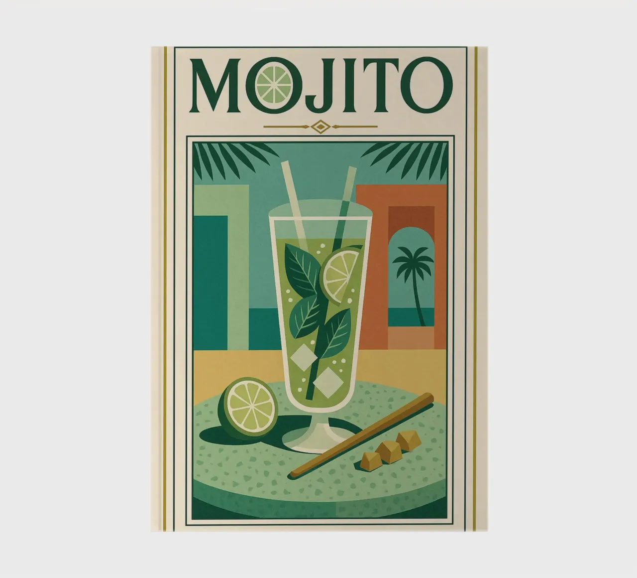 Mojito - The poster that smells of fresh mint notebook by Boissons - Affiches & posters - Retro