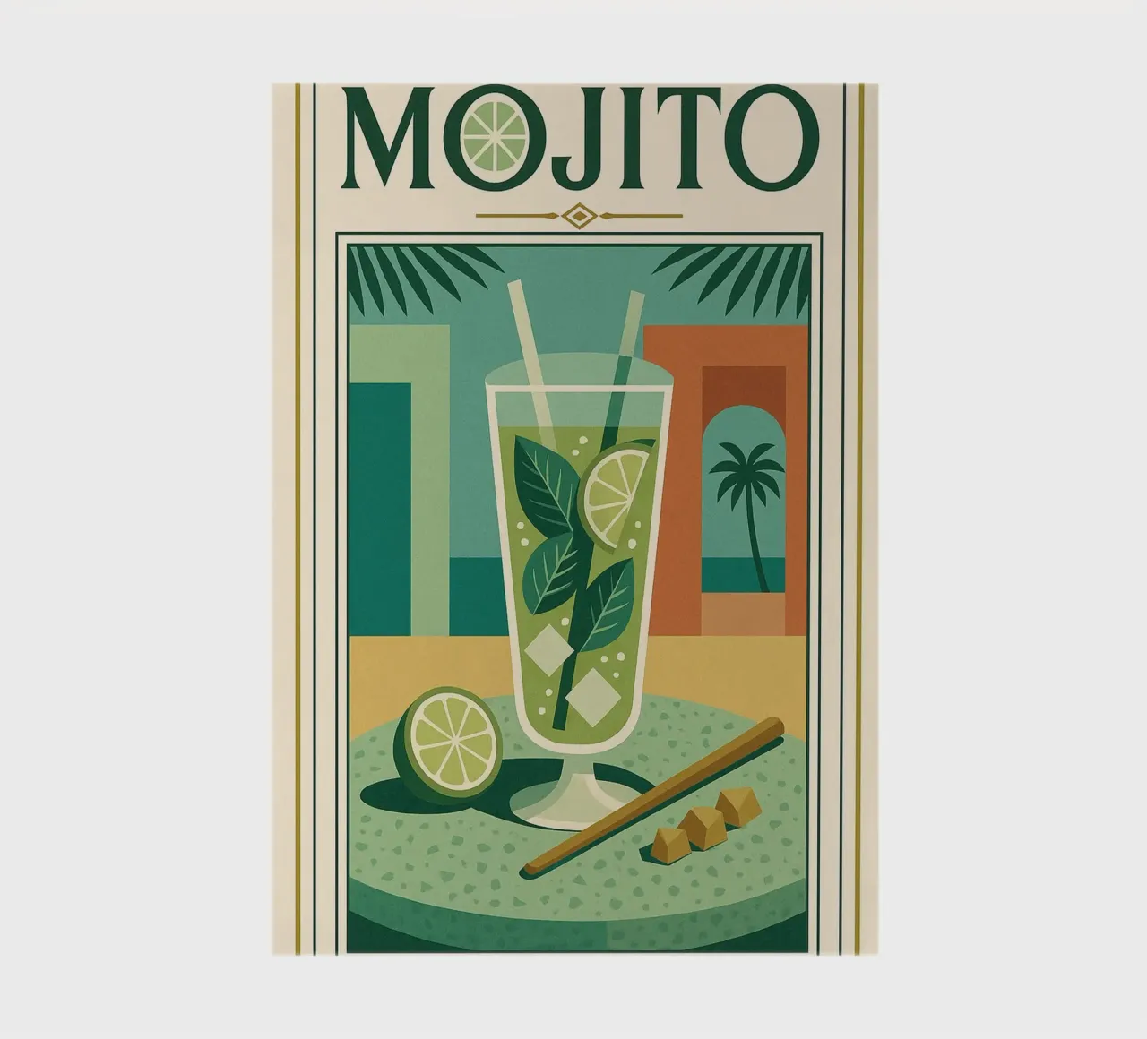 Mojito - The poster that smells of fresh mint notebook by Boissons - Affiches & posters - Retro