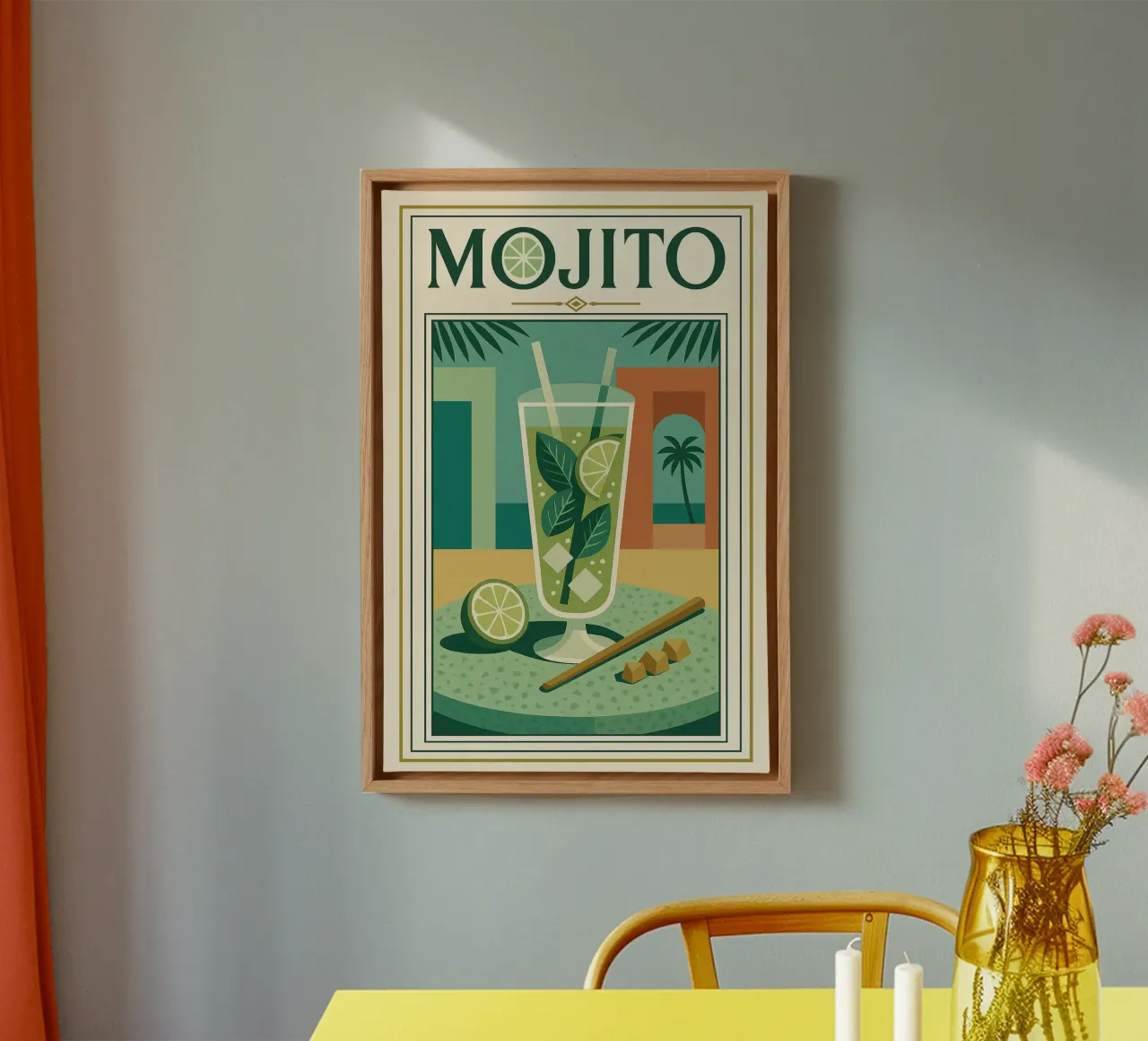 Mojito - Das Poster, das nach frischer Minze riecht Leinwand mit Schattenfugenrahmen von Boissons - Affiches & posters - Retro