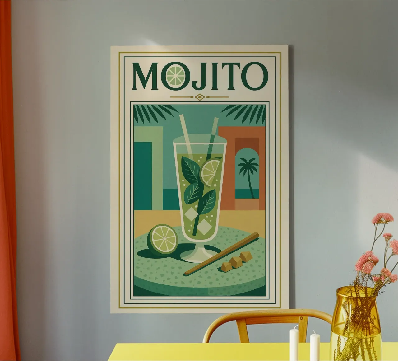 Mojito - Das Poster, das nach frischer Minze riecht Leinwand mit Schattenfugenrahmen von Boissons - Affiches & posters - Retro