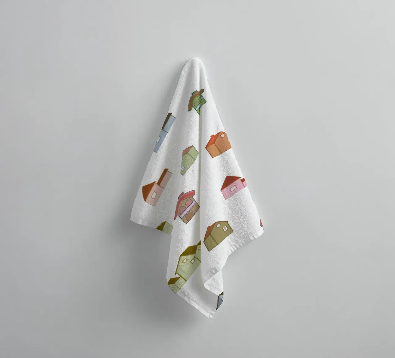 patroon met meerdere huizen badhanddoek van gulsengunel