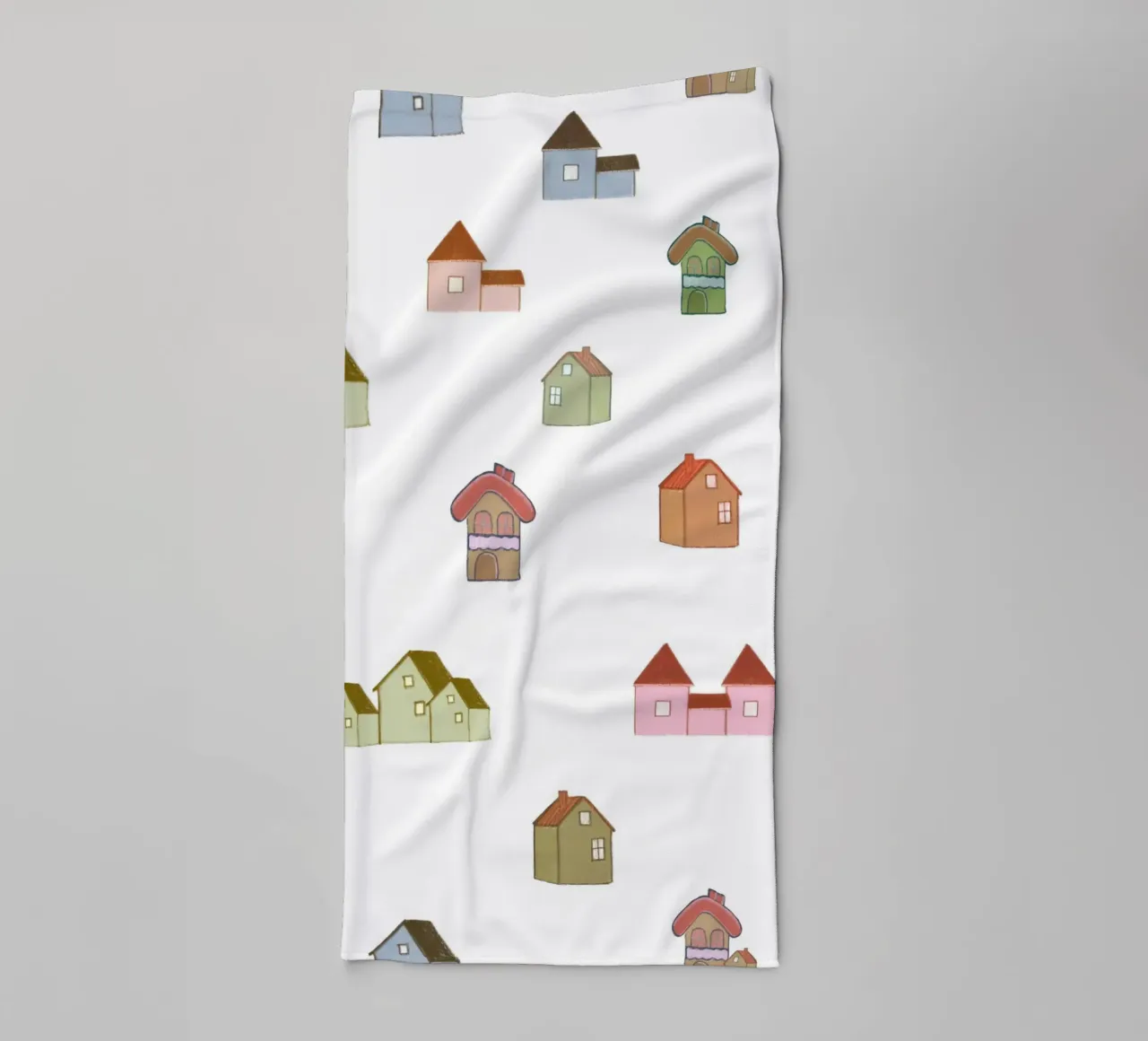 patroon met meerdere huizen badhanddoek van gulsengunel