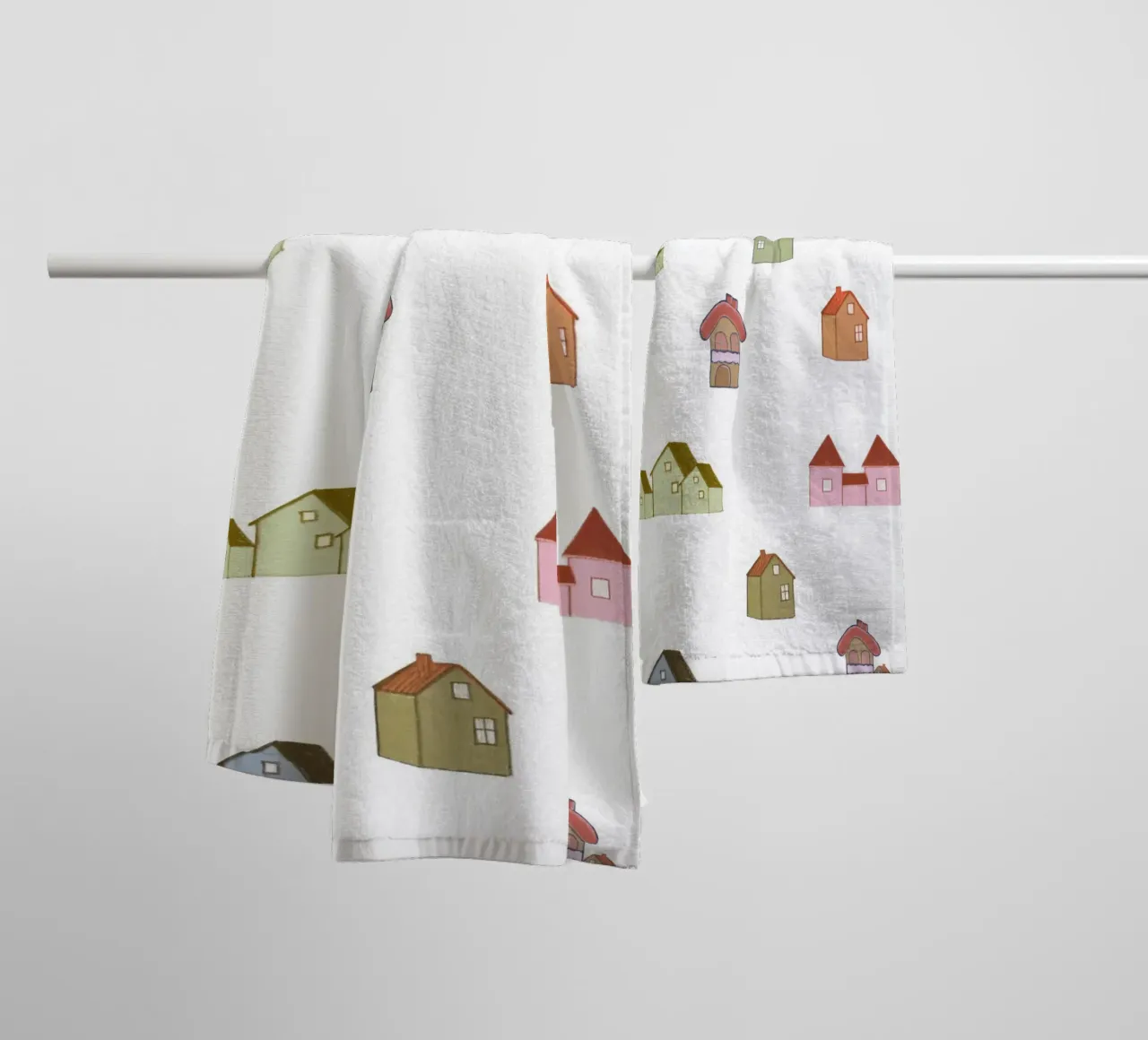 patroon met meerdere huizen badhanddoek van gulsengunel