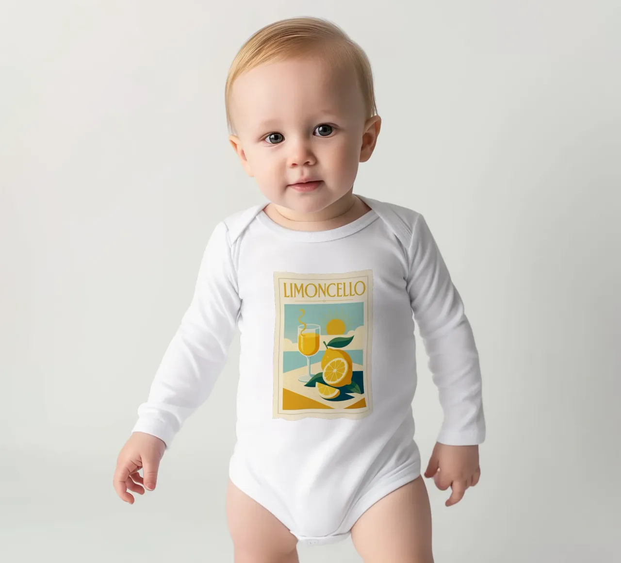 Limoncello - The Sun in a Bottle long-sleeve baby romper by Boissons - Affiches & posters - Retro