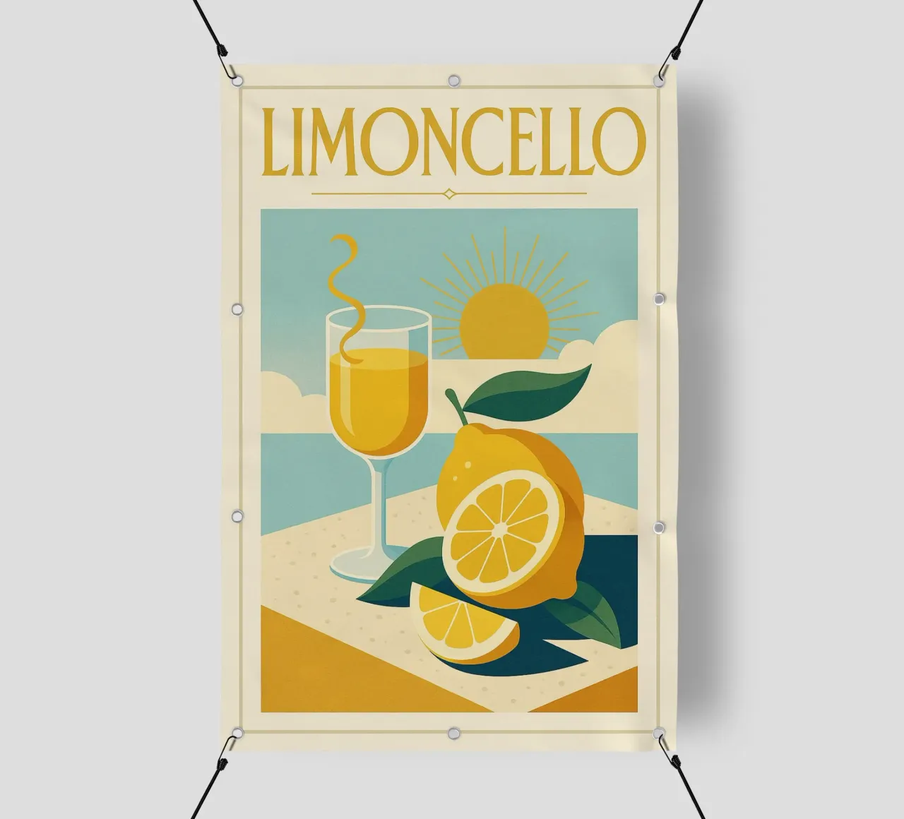 Limoncello - Le Soleil in bottiglia telo in pvc da Boissons - Affiches & posters - Retro