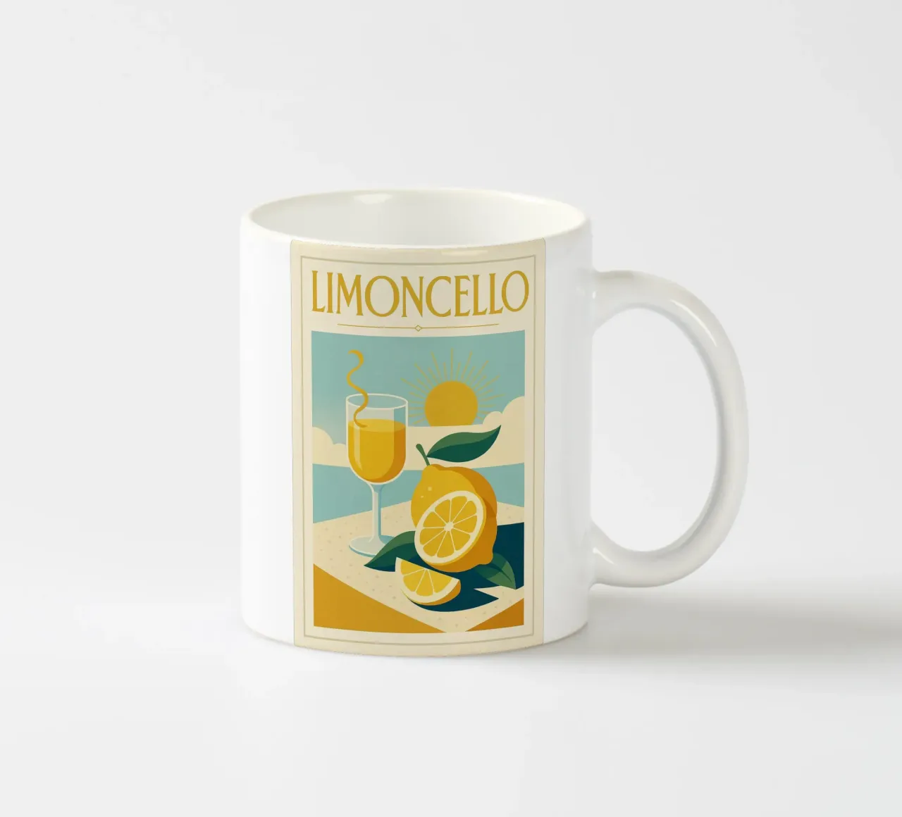Limoncello - Le Soleil in bottiglia tazza in ceramica da Boissons - Affiches & posters - Retro