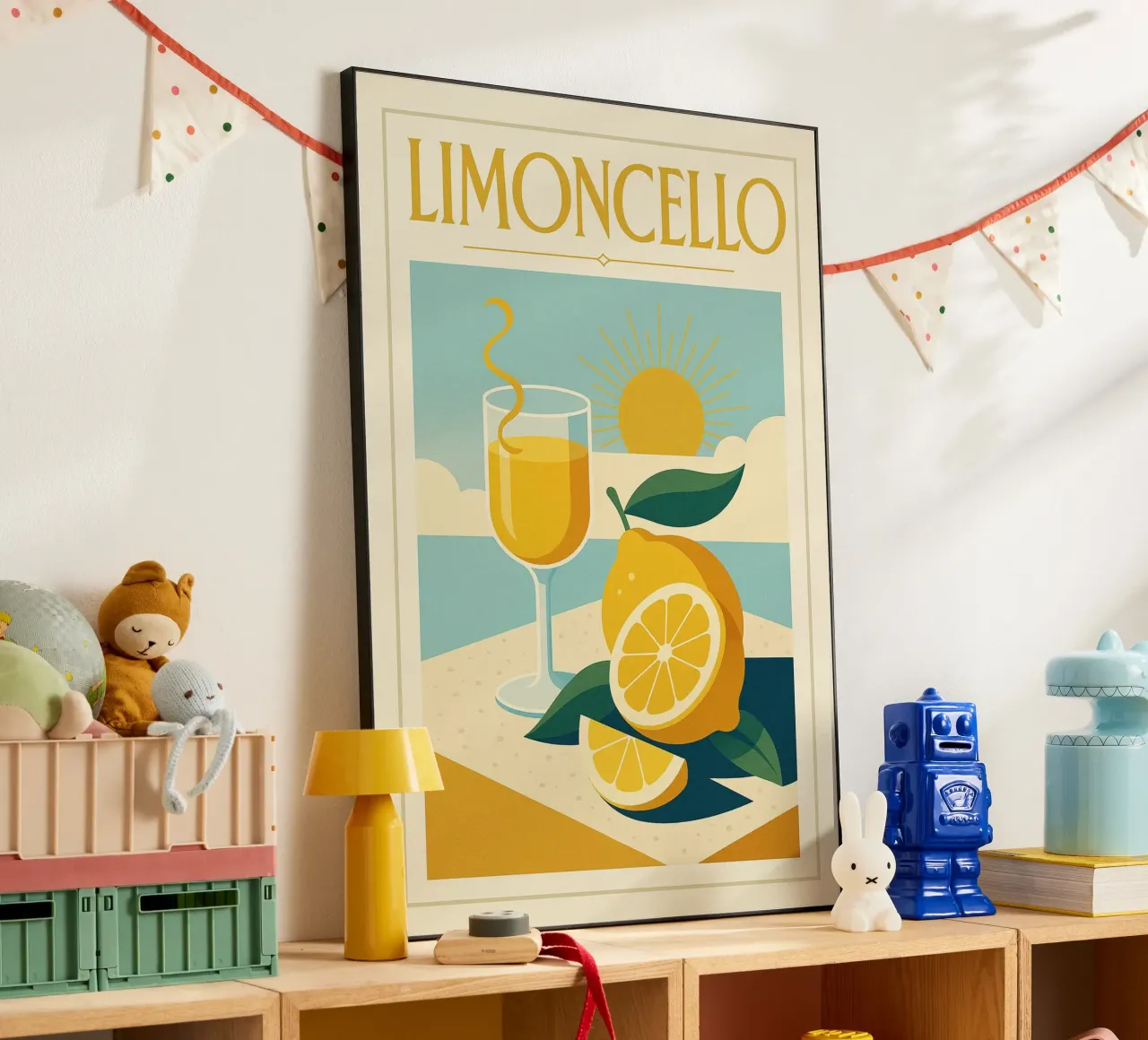 Limoncello - Le Soleil in bottiglia alluminio dibond da Boissons - Affiches & posters - Retro