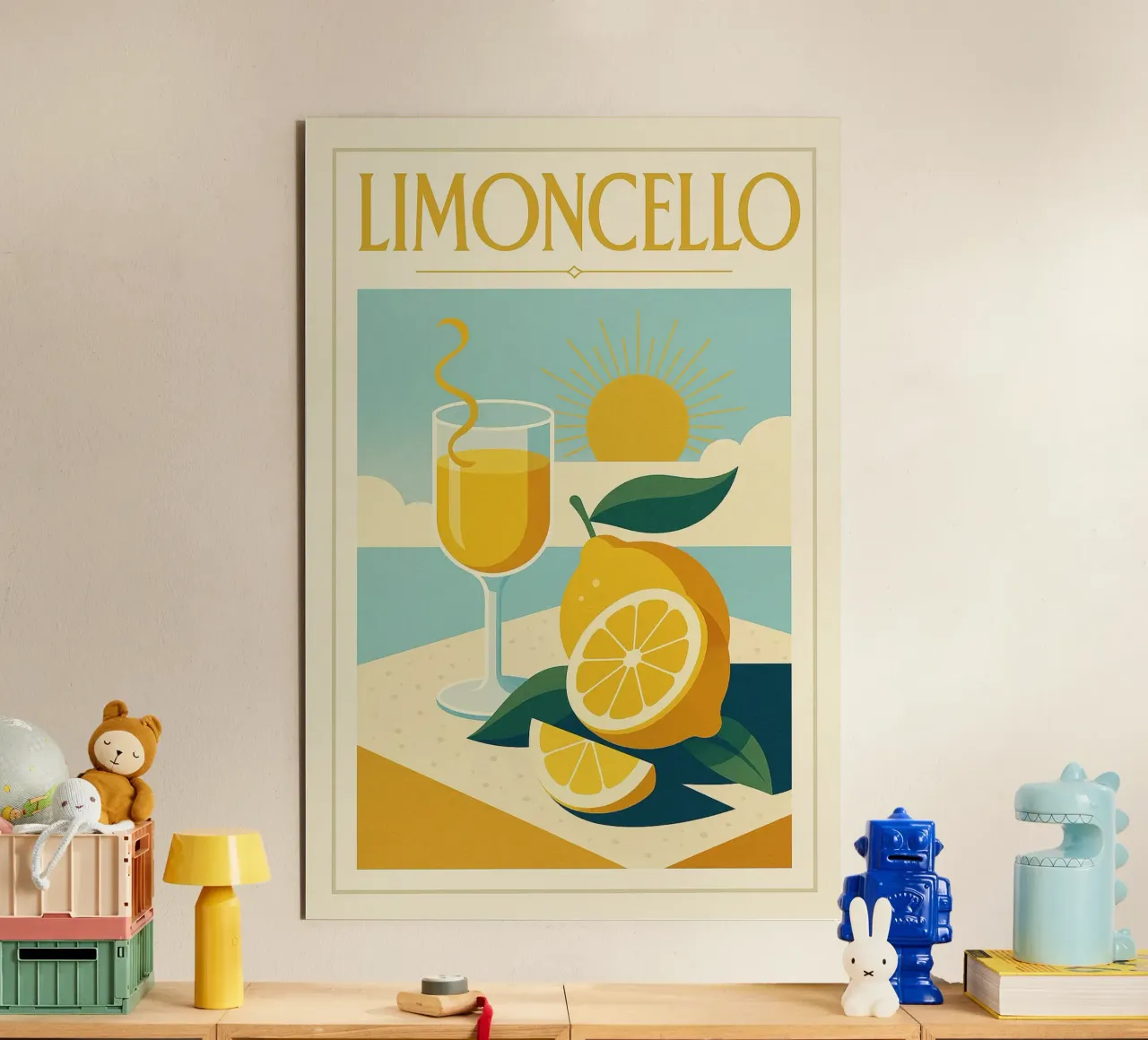 Limoncello - Le Soleil in bottiglia alluminio dibond da Boissons - Affiches & posters - Retro