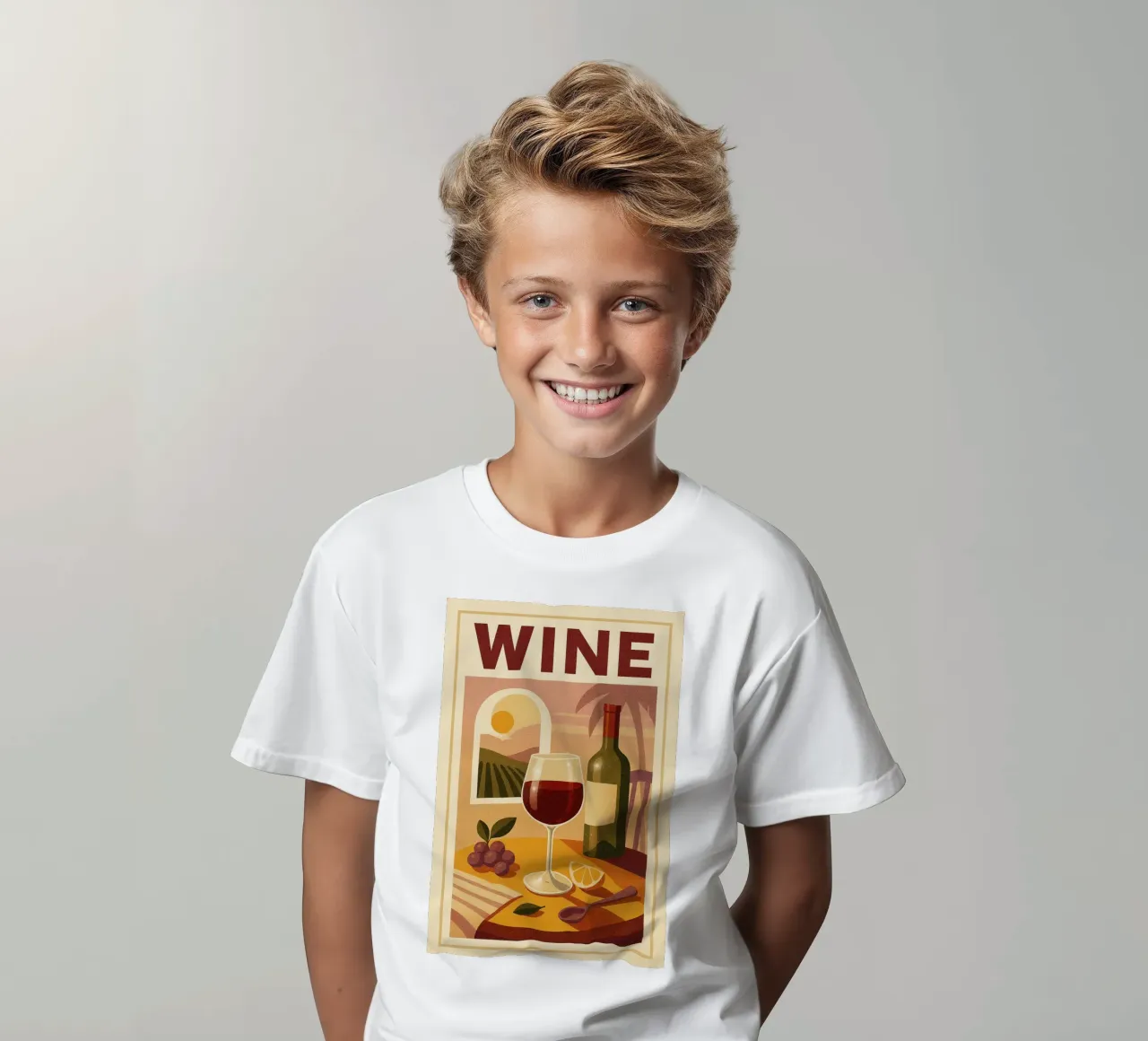 Wine - Aperitif at the Golden Light kids t-shirt by Boissons - Affiches & posters - Retro