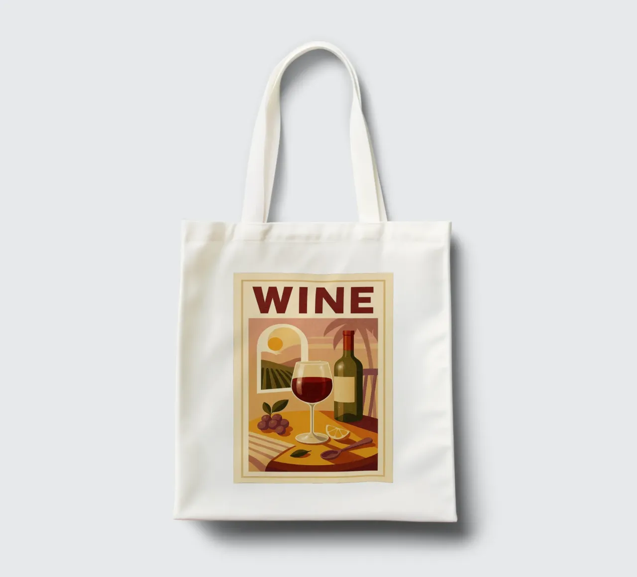 Wine - Aperitif at the Golden Light tote bag by Boissons - Affiches & posters - Retro