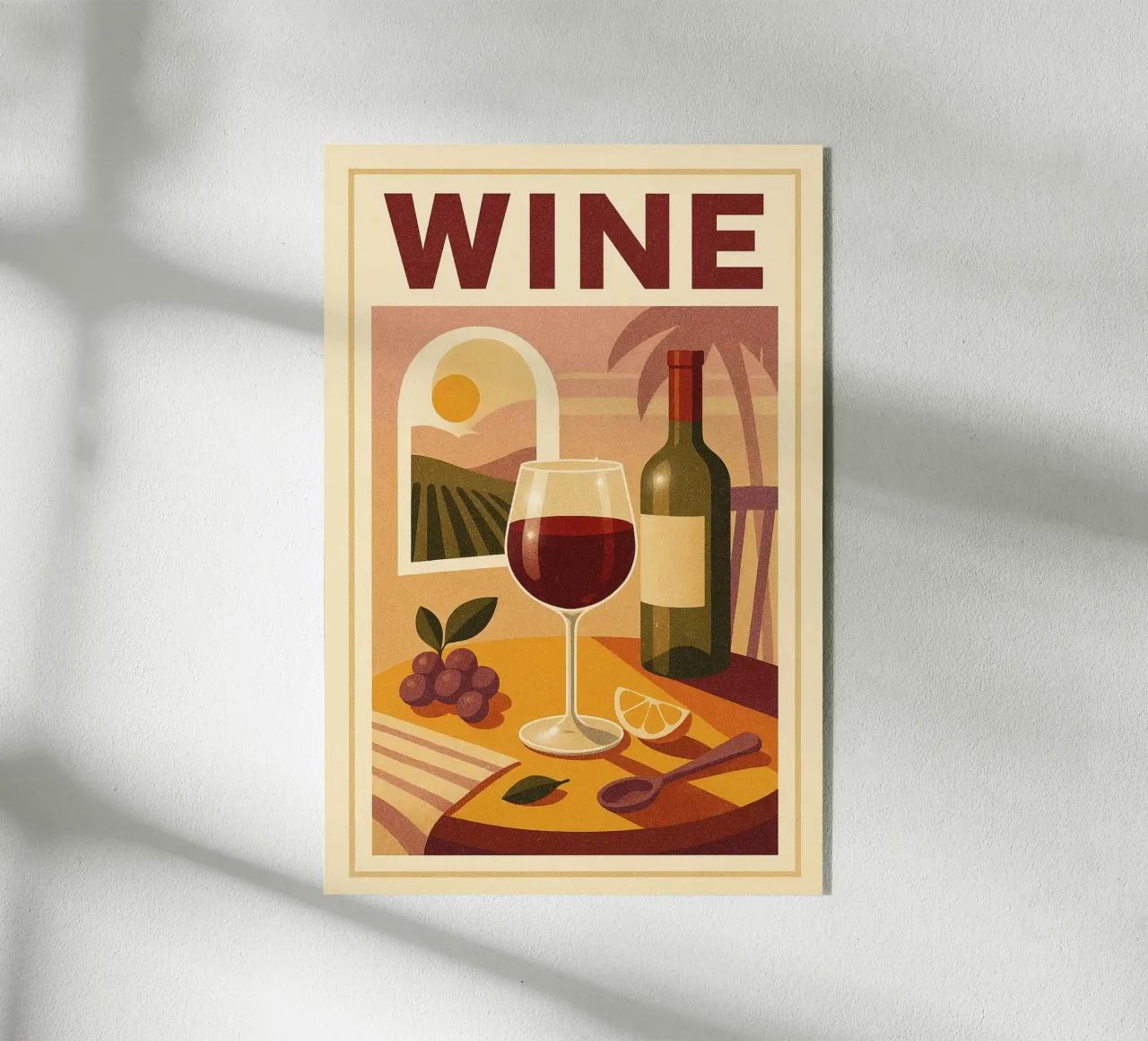 Wine - Der Aperitif im Goldenen Licht Acryl-Glas von Boissons - Affiches & posters - Retro
