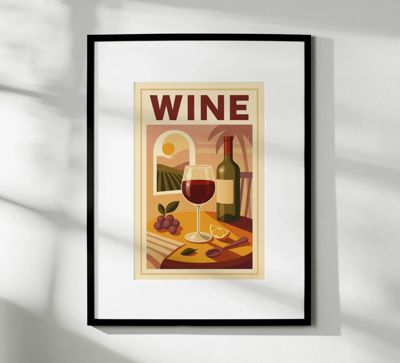 Wine - Der Aperitif im Goldenen Licht Hahnemühle von Boissons - Affiches & posters - Retro