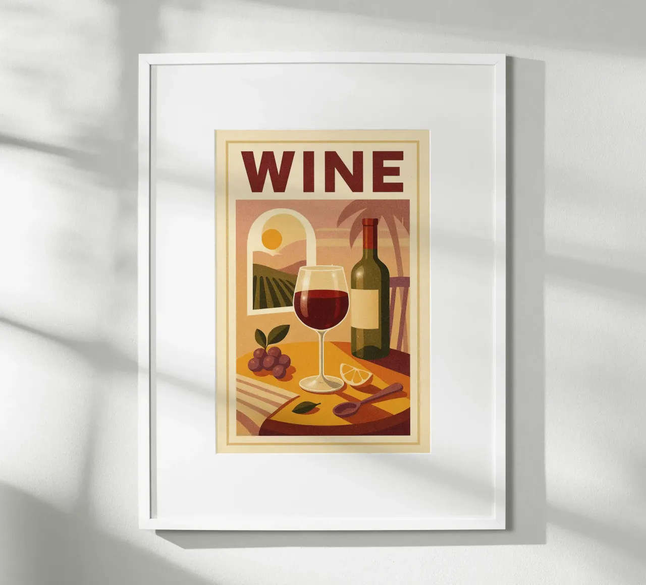 Wine - Der Aperitif im Goldenen Licht Hahnemühle von Boissons - Affiches & posters - Retro