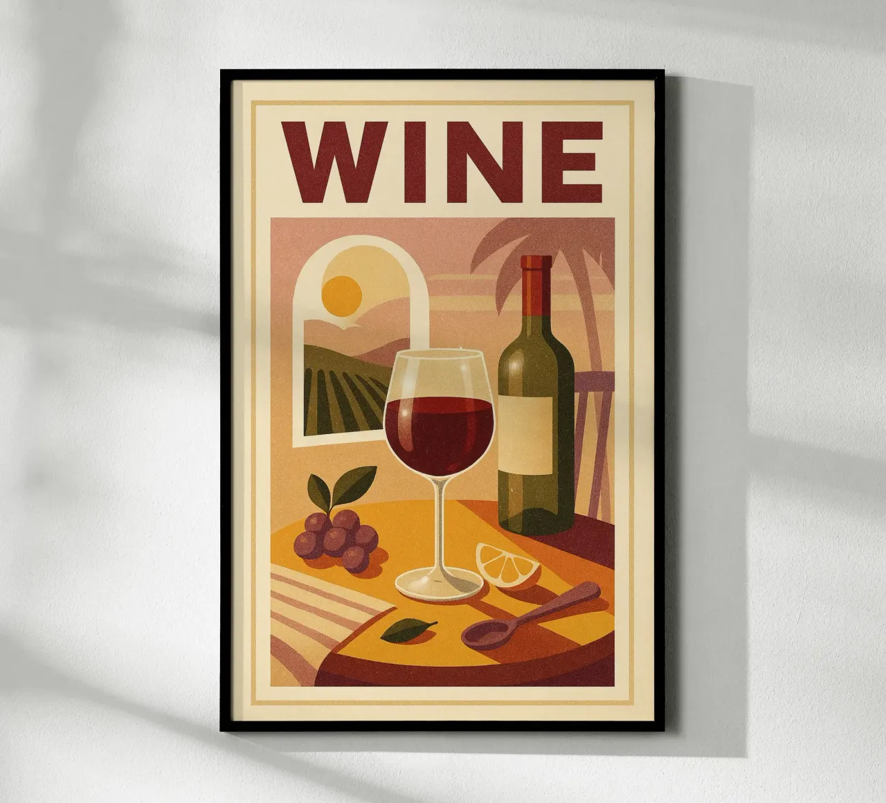 Wine - Der Aperitif im Goldenen Licht Hahnemühle von Boissons - Affiches & posters - Retro