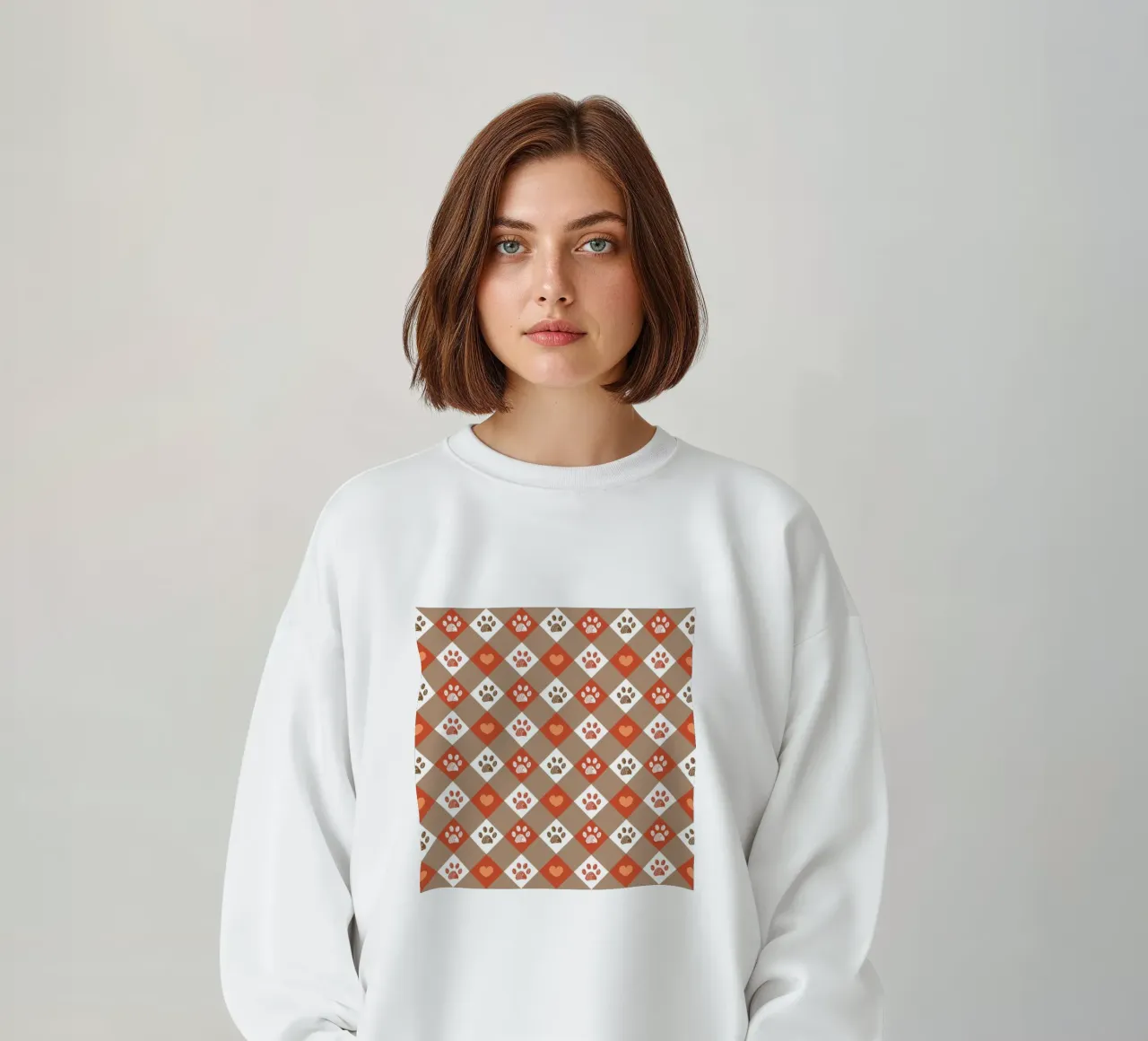 Design Happy Halloween a quadri con motivo a cuore e zampe felpa da gulsengunel