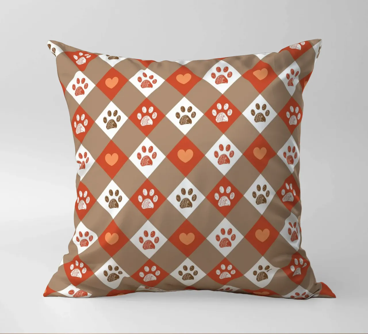 Design Happy Halloween a quadri con motivo a cuore e zampe cuscino da gulsengunel