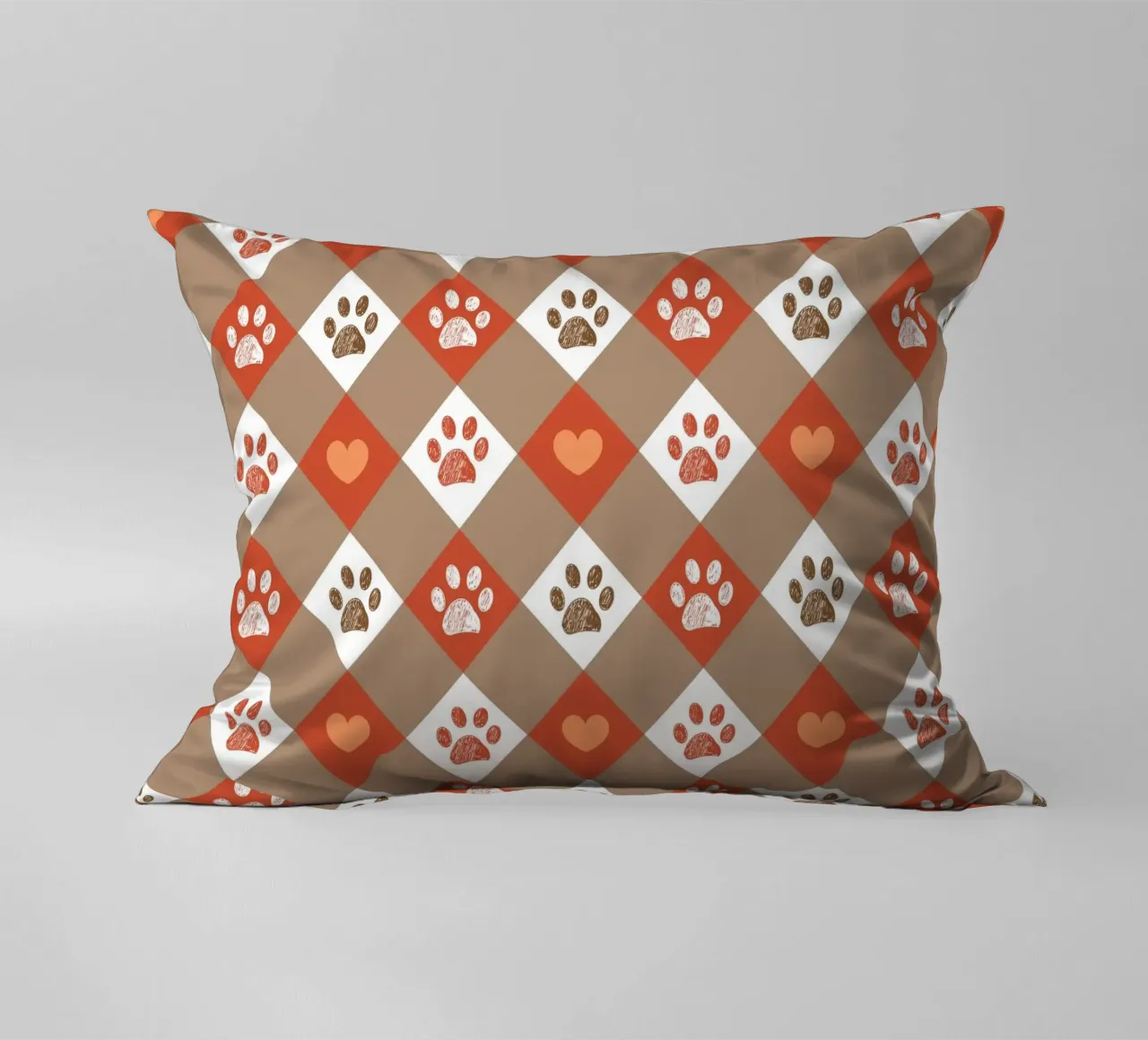 Design Happy Halloween a quadri con motivo a cuore e zampe cuscino da gulsengunel