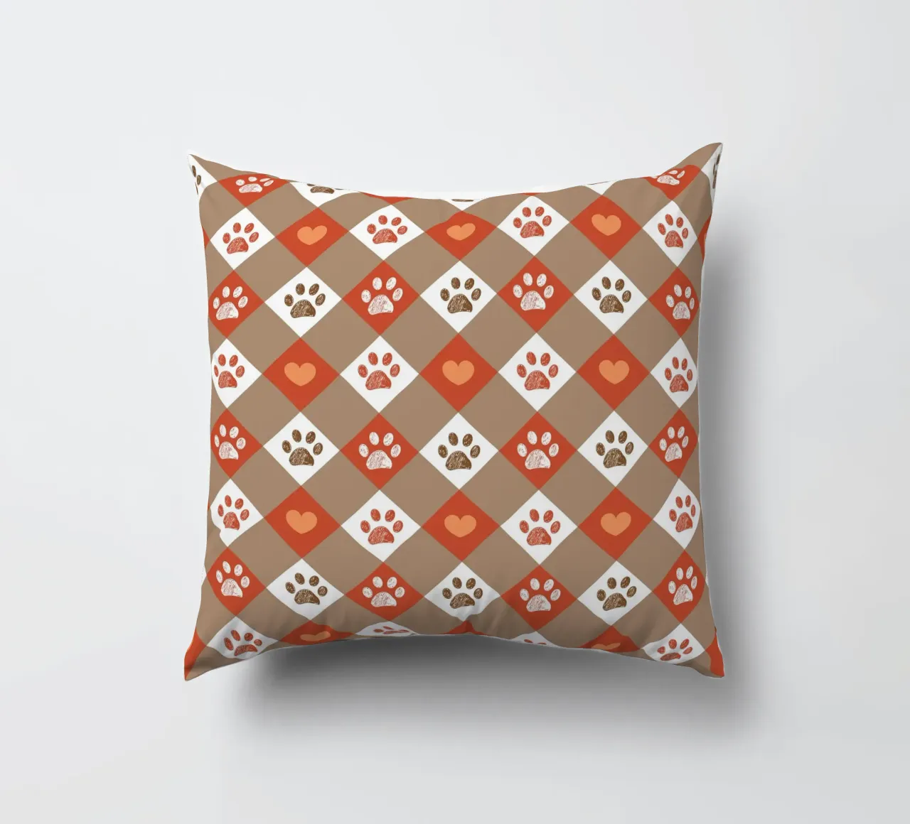Design Happy Halloween a quadri con motivo a cuore e zampe cuscino da gulsengunel