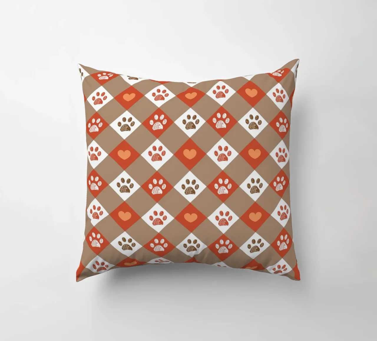 Design Happy Halloween a quadri con motivo a cuore e zampe cuscino da gulsengunel