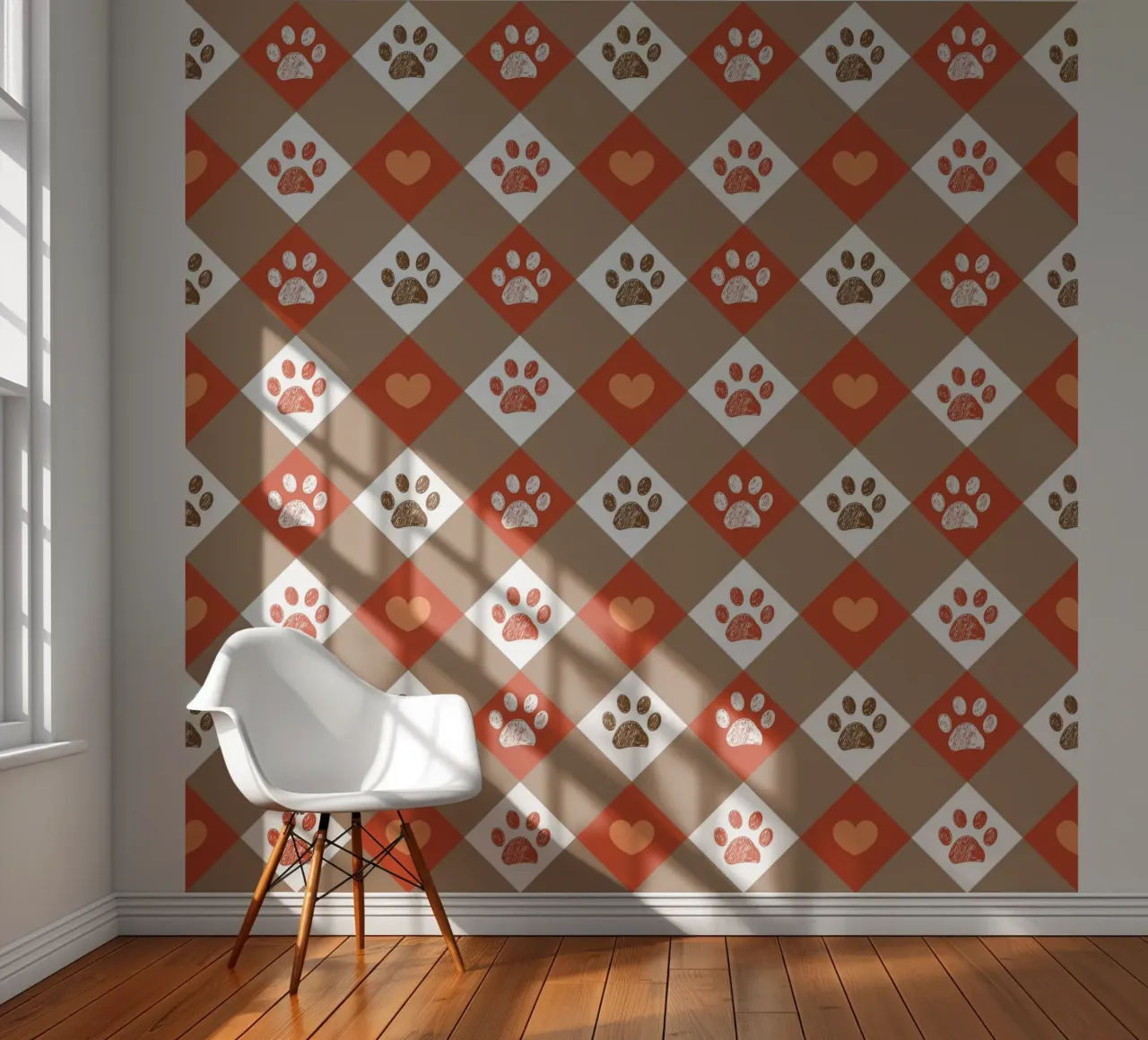 Happy Halloween design plaid check heart pattern with paws photo wallpaper by gulsengunel