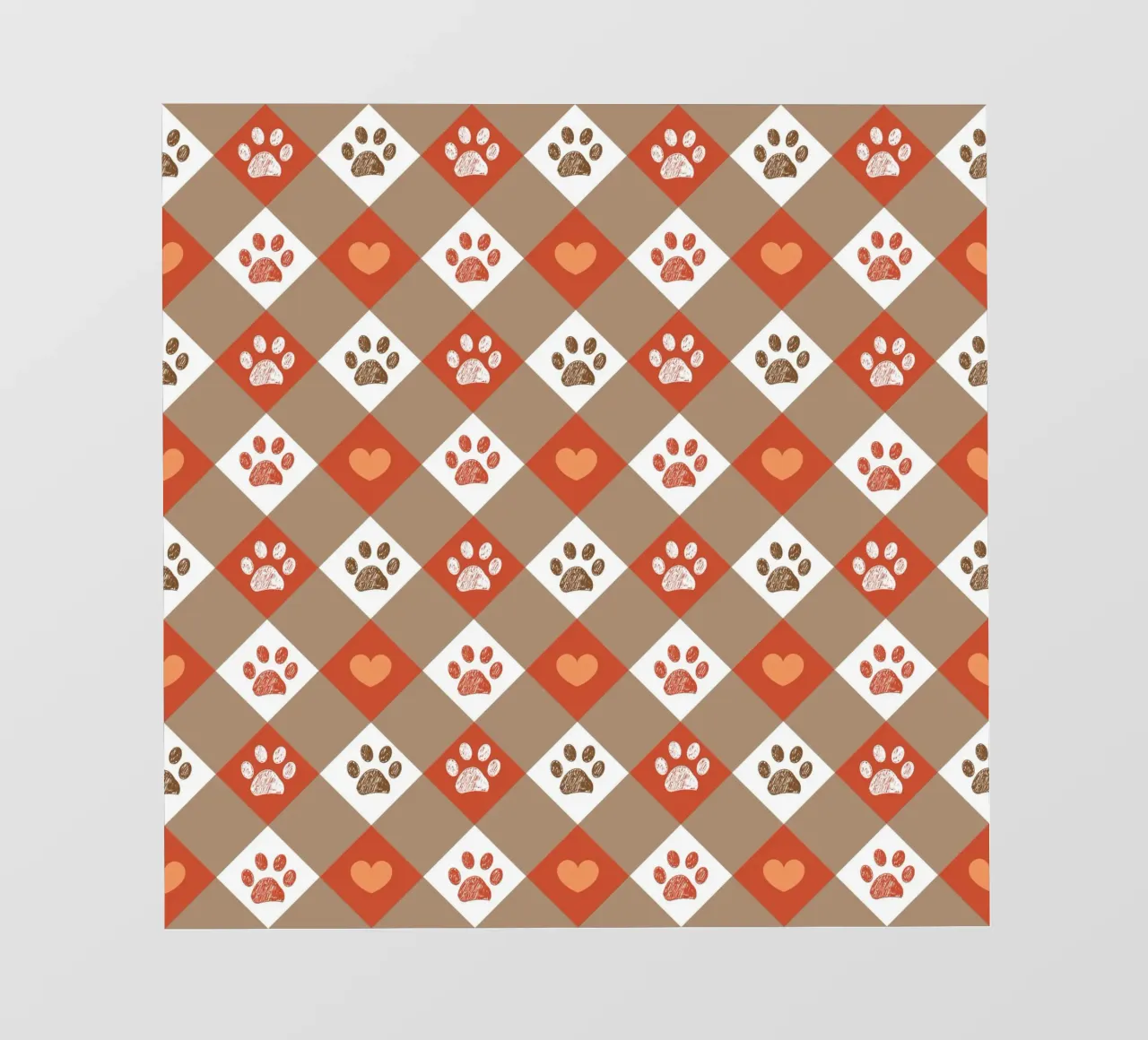 Happy Halloween design plaid check heart pattern with paws photo wallpaper by gulsengunel
