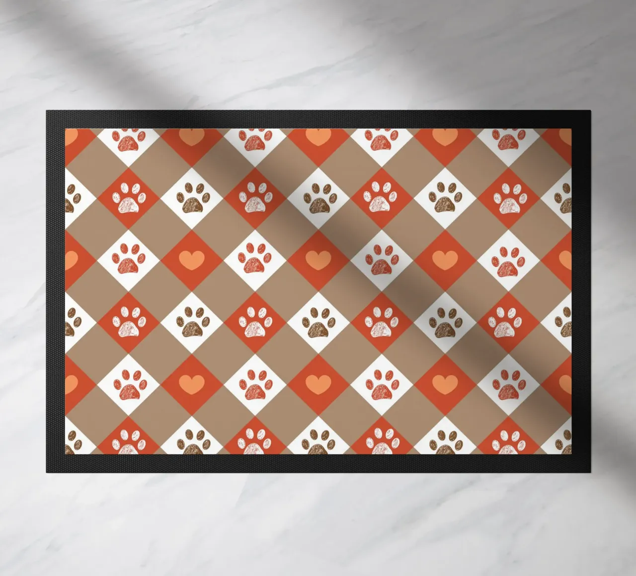 Design Happy Halloween a quadri con motivo a cuore e zampe zerbino da gulsengunel
