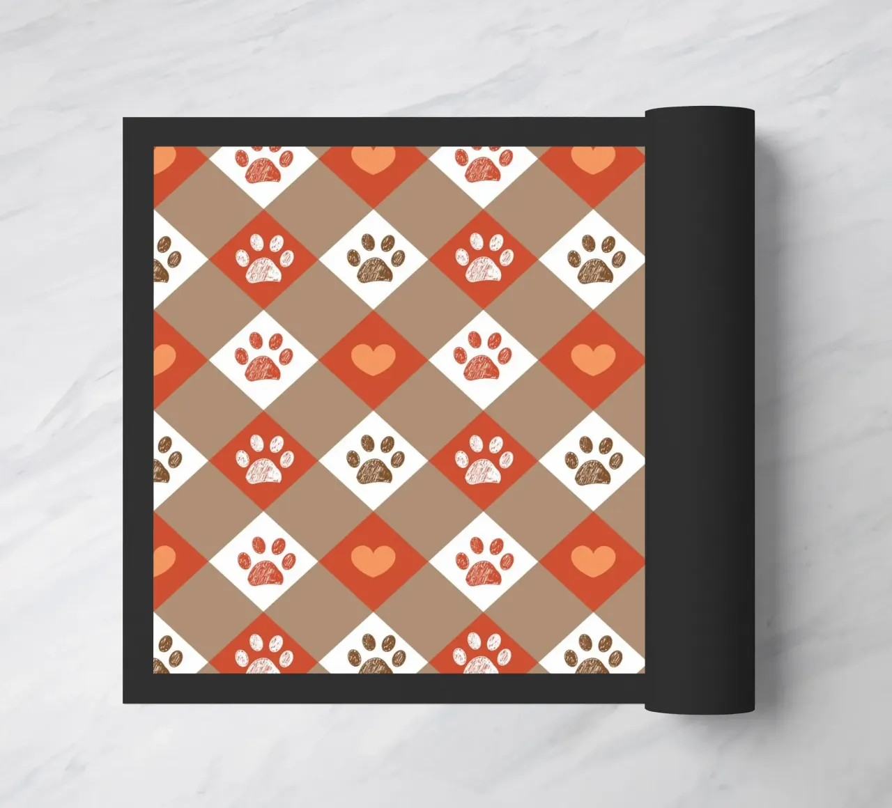 Design Happy Halloween a quadri con motivo a cuore e zampe zerbino da gulsengunel