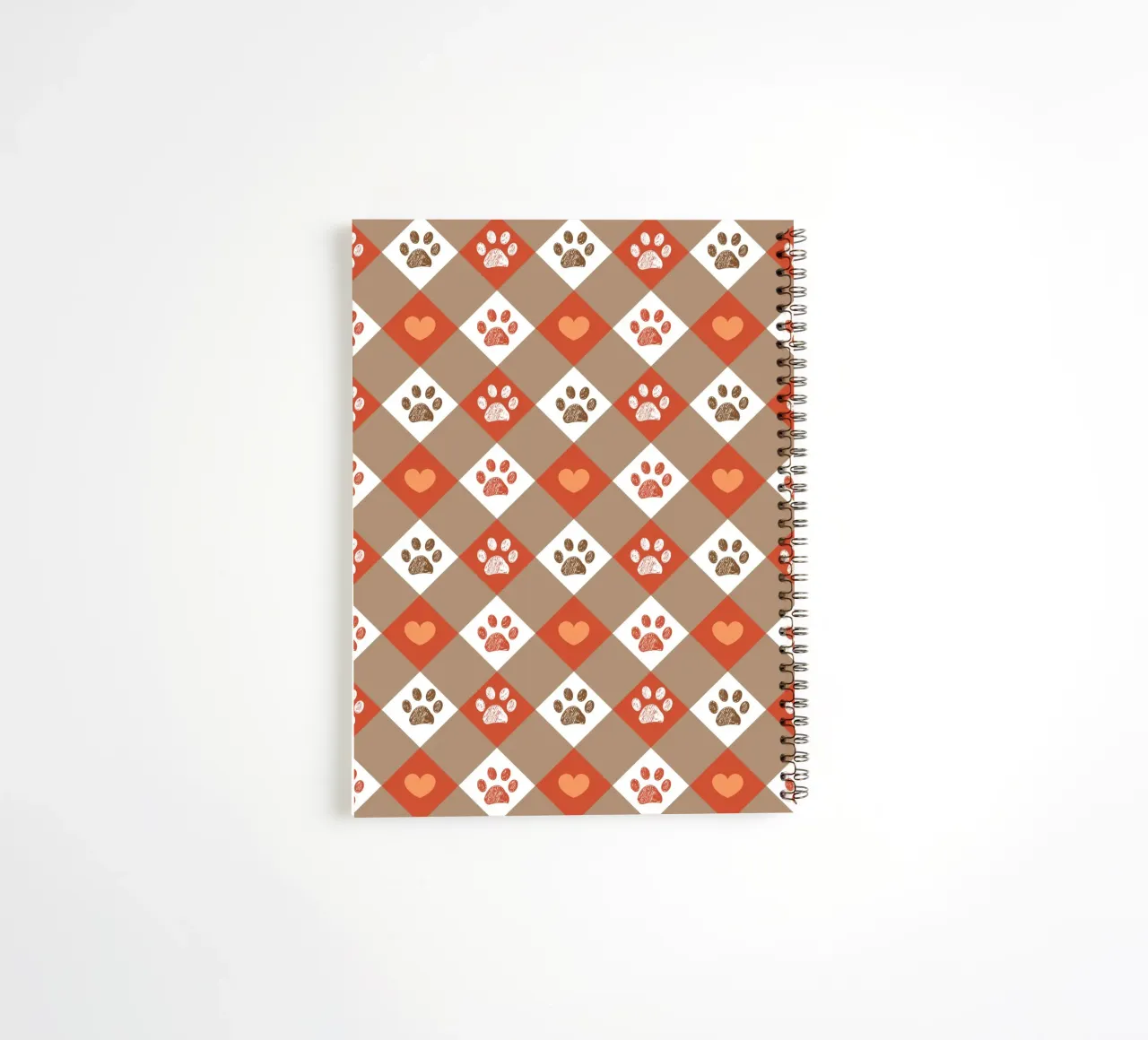 Happy Halloween design plaid check heart pattern with paws spiral notebook by gulsengunel