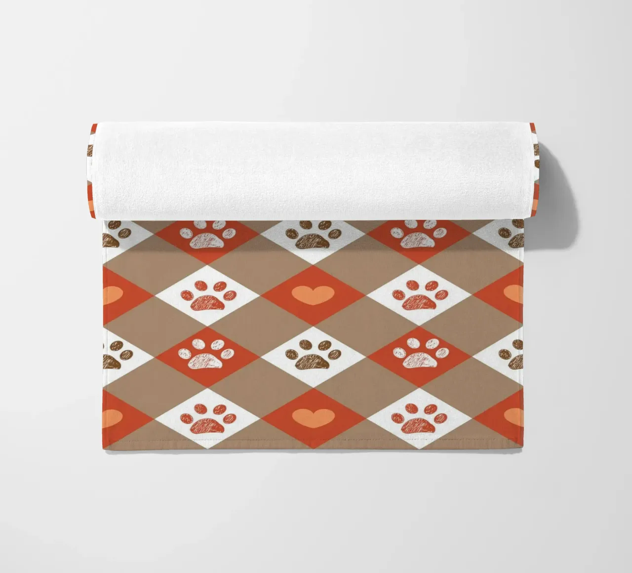 Design Happy Halloween a quadri con motivo a cuore e zampe telo mare da gulsengunel