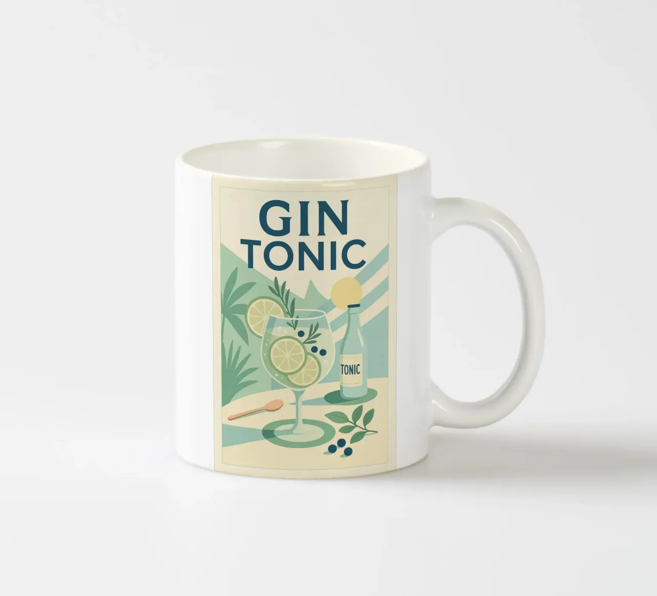 GIN TONIC - Fresca eleganza in esposizione tazza in ceramica da Boissons - Affiches & posters - Retro