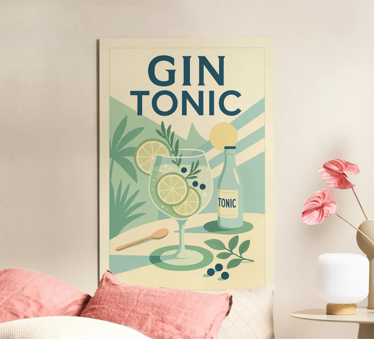 GIN TONIC - Fresca eleganza in esposizione alluminio dibond da Boissons - Affiches & posters - Retro