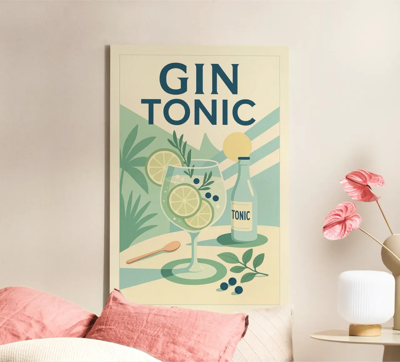 GIN TONIC - Fresh elegance on display canvas by Boissons - Affiches & posters - Retro