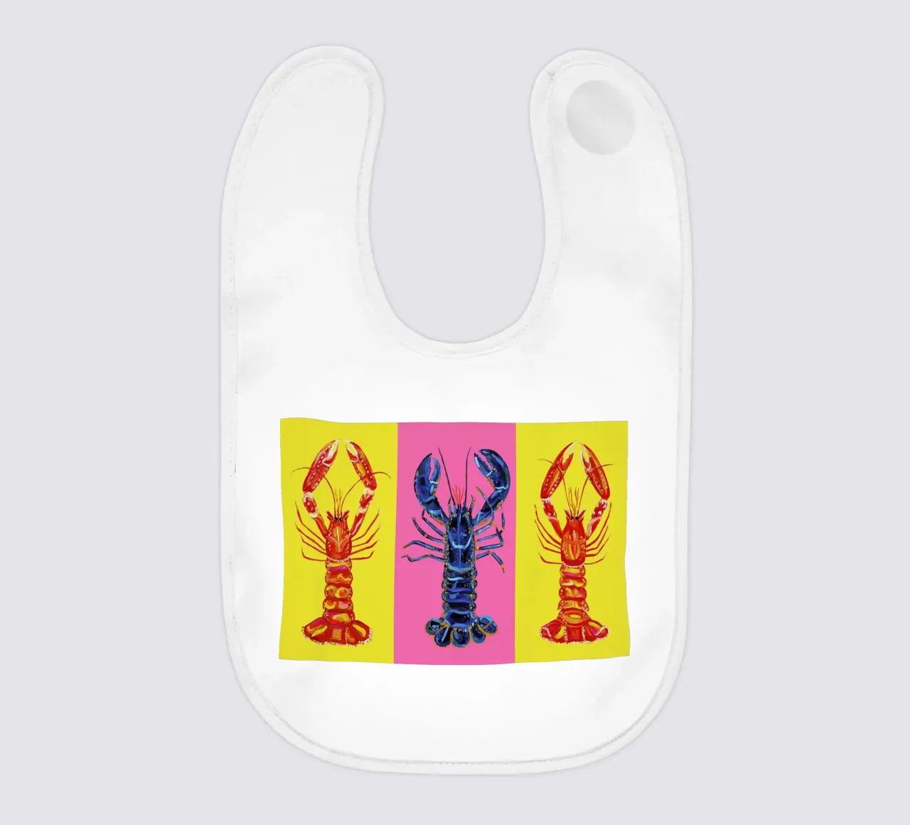 Lobster Raspberry Yellow Pop Art bavaglino da Alice Straker